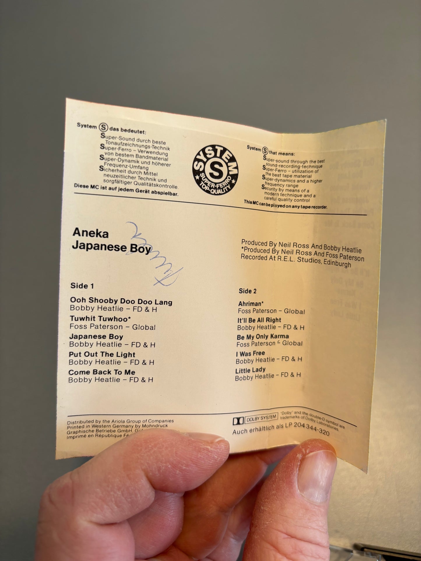 Aneka: Japanese Boy, C-cassette, Hansa International, Germany 1981