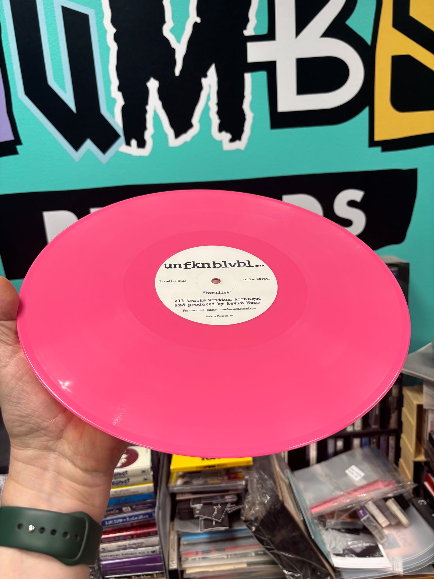 Kevin Moor: Paradise/Five Spikes Is A Poof, 12inch, Pink, Only pressing, Unfknblvbl, UK 2001