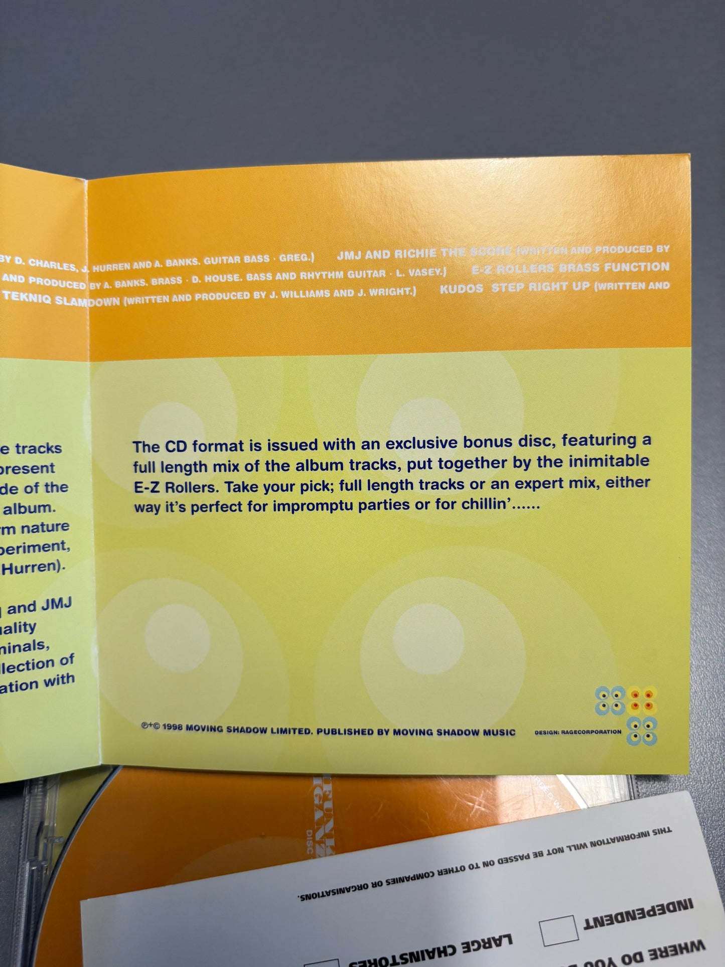 E-Z Rollers presents Drumfunk Hooliganz, Liquid Cooled Tunes From The Original Superfly Drum & Bass Generation, 2CD, Only CD pressing, Compilation, Moving Shadow, UK 1998