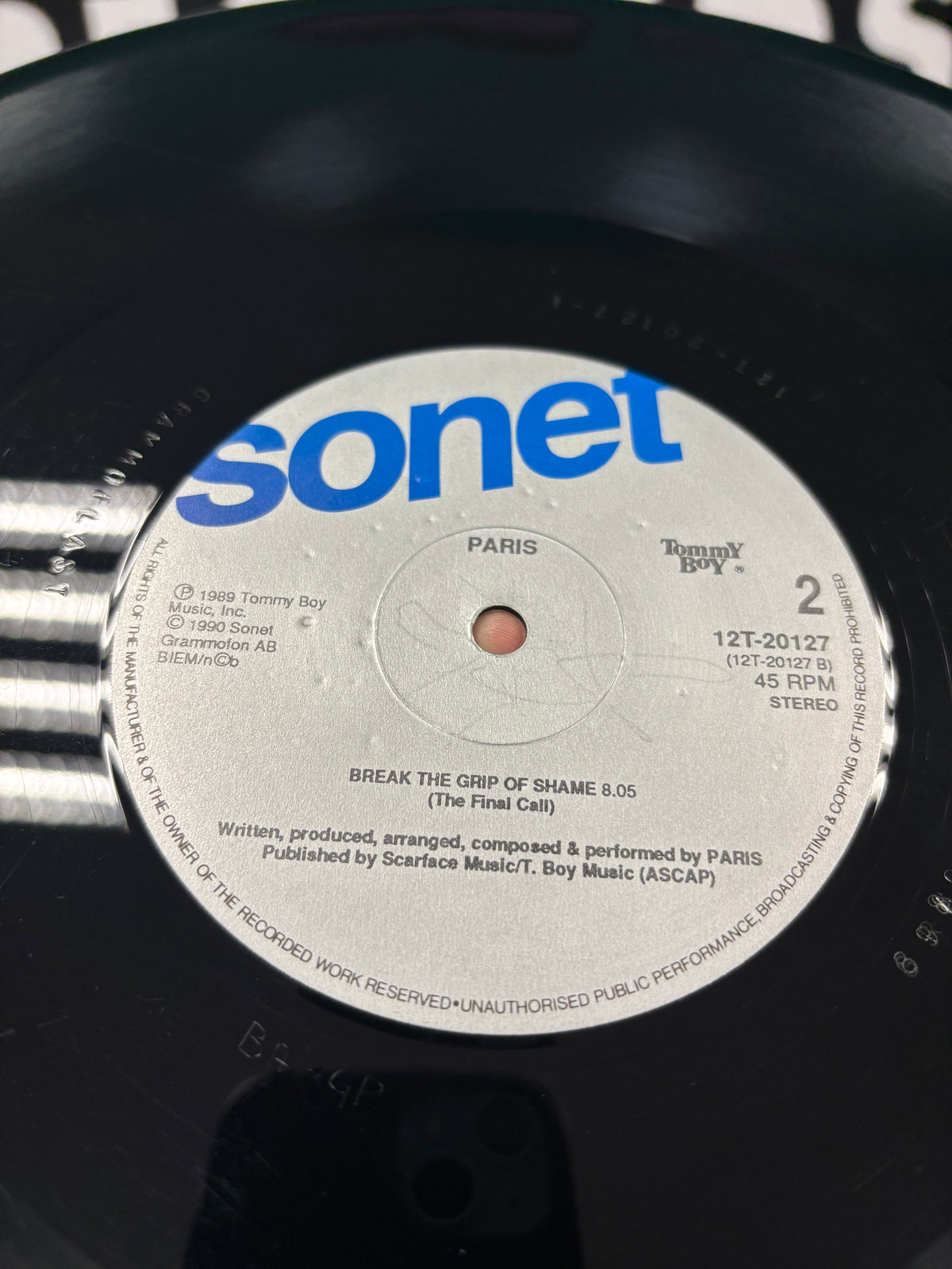 Paris: Break The Grip Of Shame, 12inch, Sonet, Sweden 1990
