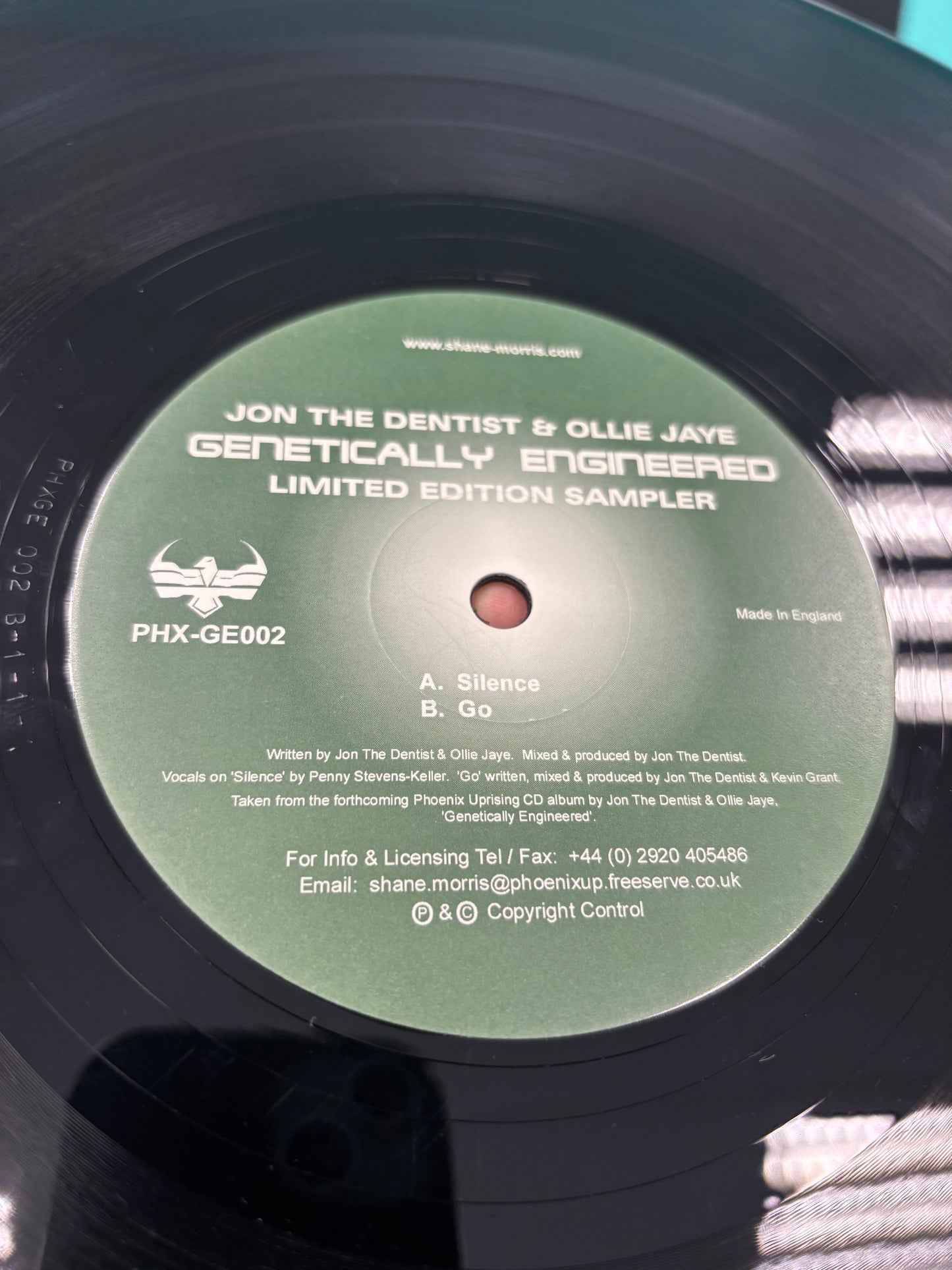 Jon The Dentist & Ollie Jaye: Genetically Engineered Limited Edition Sampler Disc 2, 12inch, Only pressing, Phoenix Uprising, UK 2000
