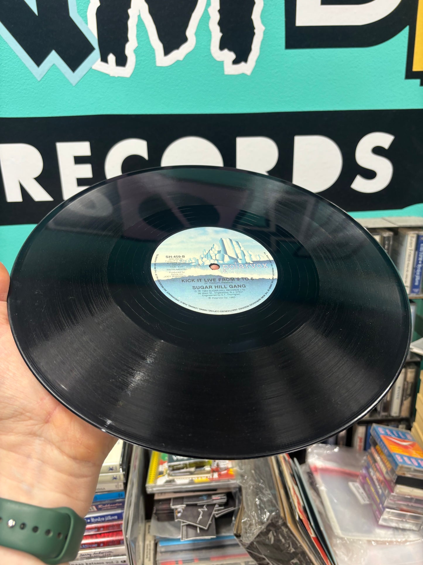 Sugarhill Gang: Kick It Live From 9 To 5, 12inch, Misprint, Polarvox, Finland 1983