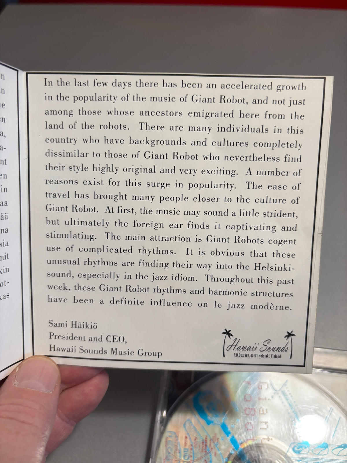 Giant Robot: Helsinki Rock City, CD, Maxi-Single, 1st pressing, Only CD pressing, Hawaii Sounds, Finland 1999