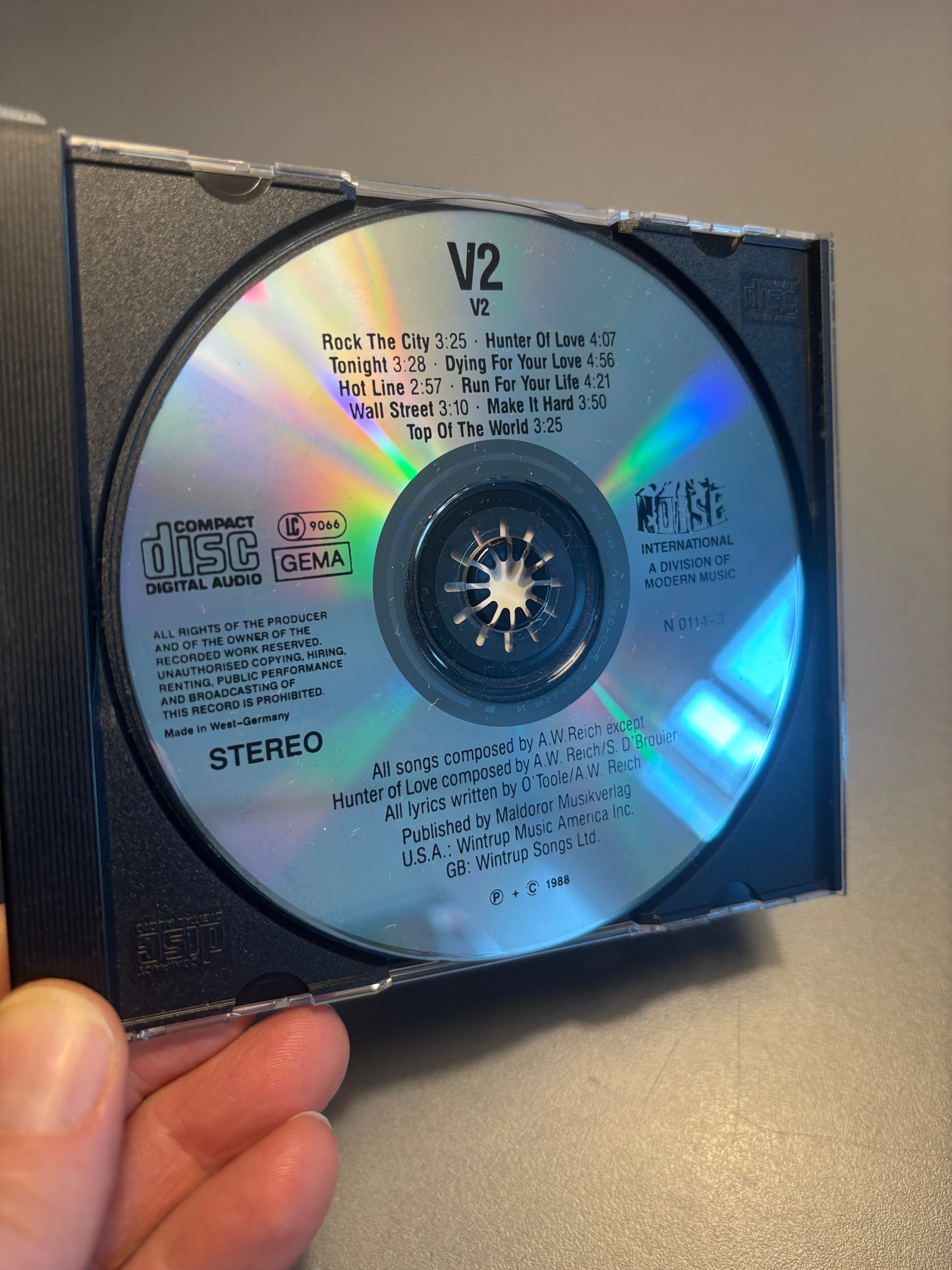 V2: V2, CD, 1st pressing, Noise International, West-Germany 1988