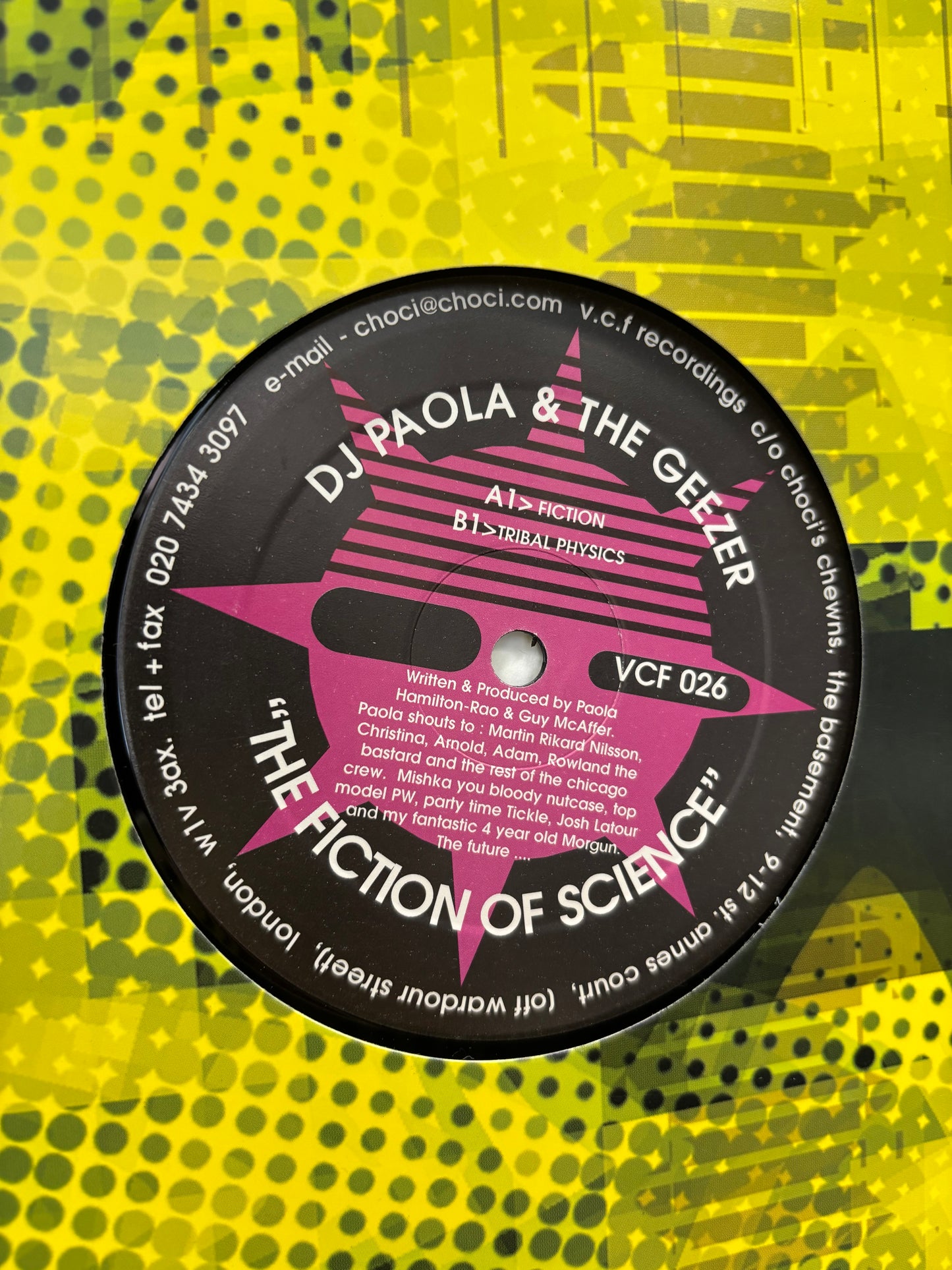 DJ Paola & The Geezer: The Fiction Of Science, 12inch, Only pressing, Voltage Controlled Frequencies, UK 2001