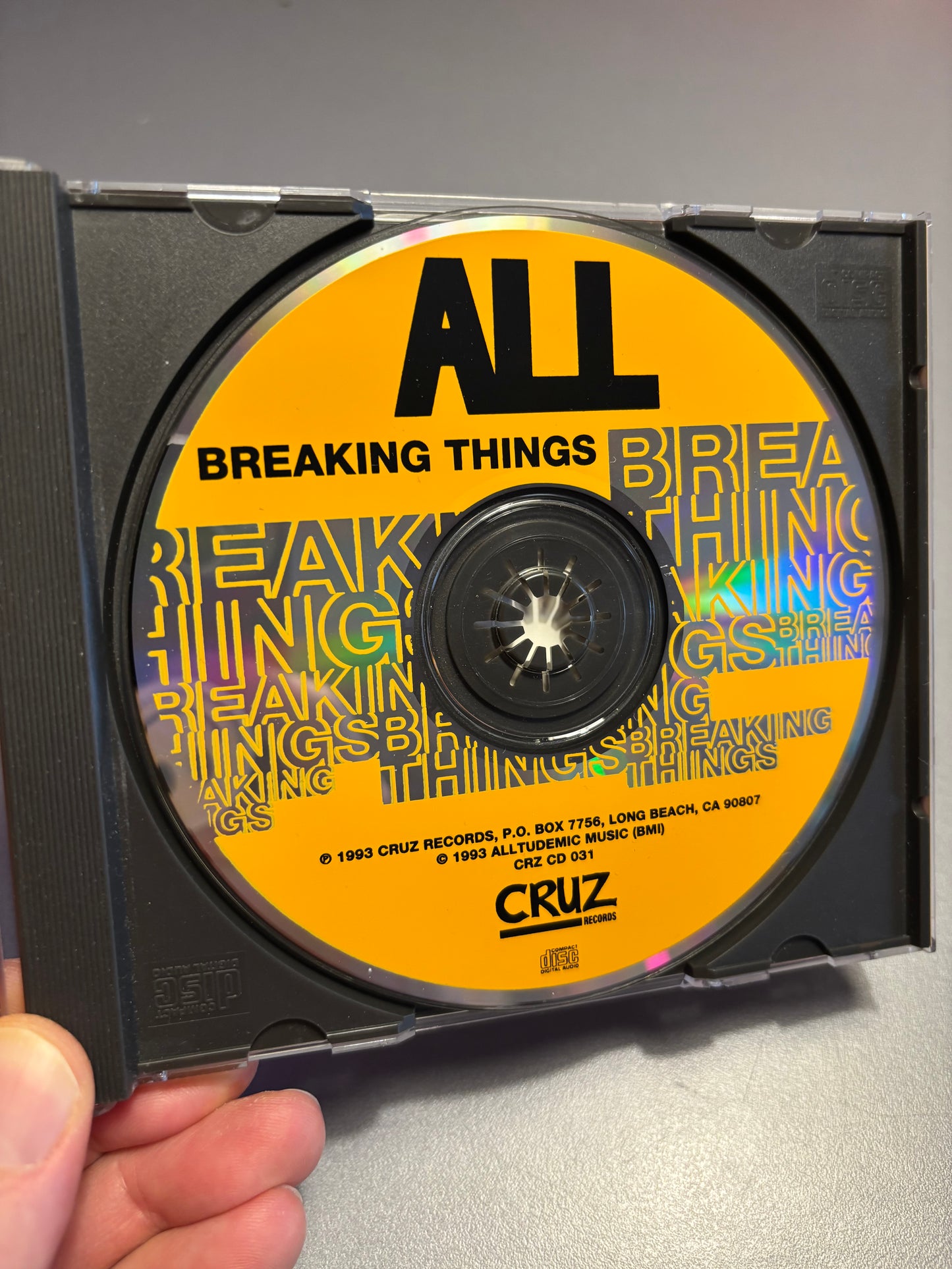ALL: Breaking Things, CD, 1st pressing, CRUZ Records, US 1993