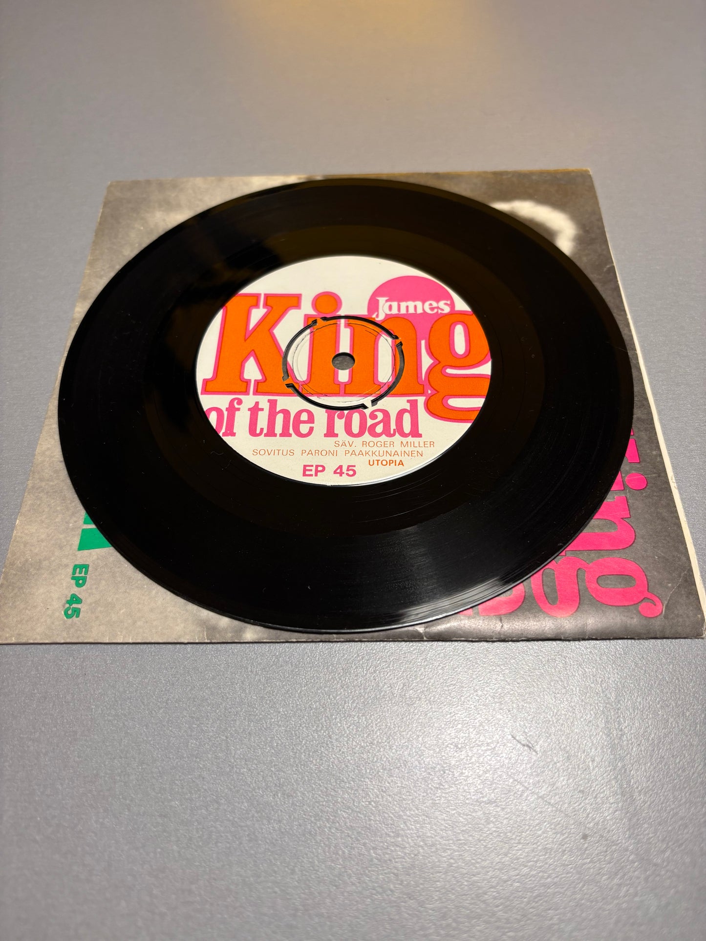 Utopia: King Of The Road, 7inch, Single Sided, Commercial single of Finnish James jeans, Only pressing, James, Finland 1970