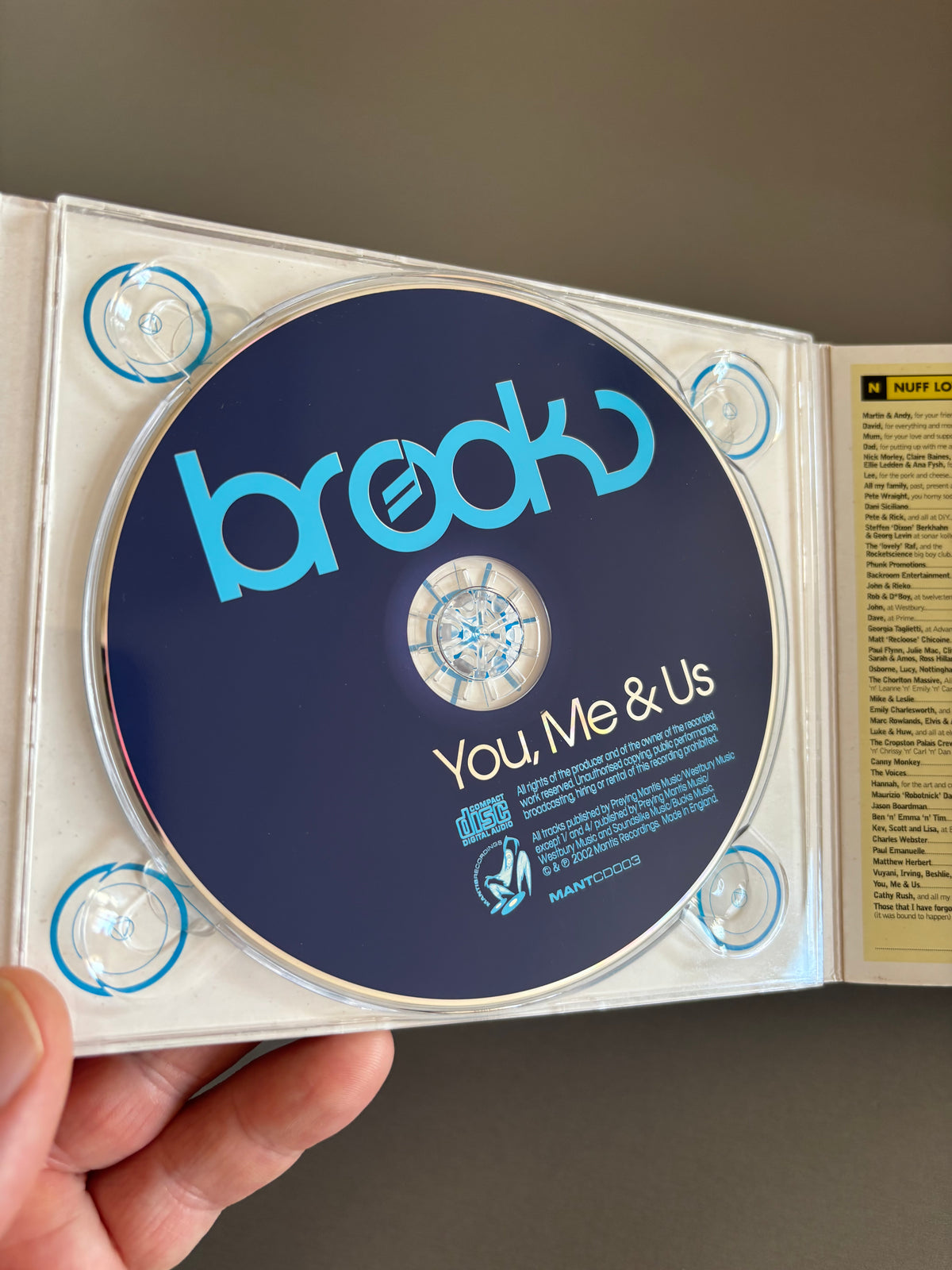 Brooks: You, Me & Us, CD, 1st pressing, Mantis Recordings, UK 2002