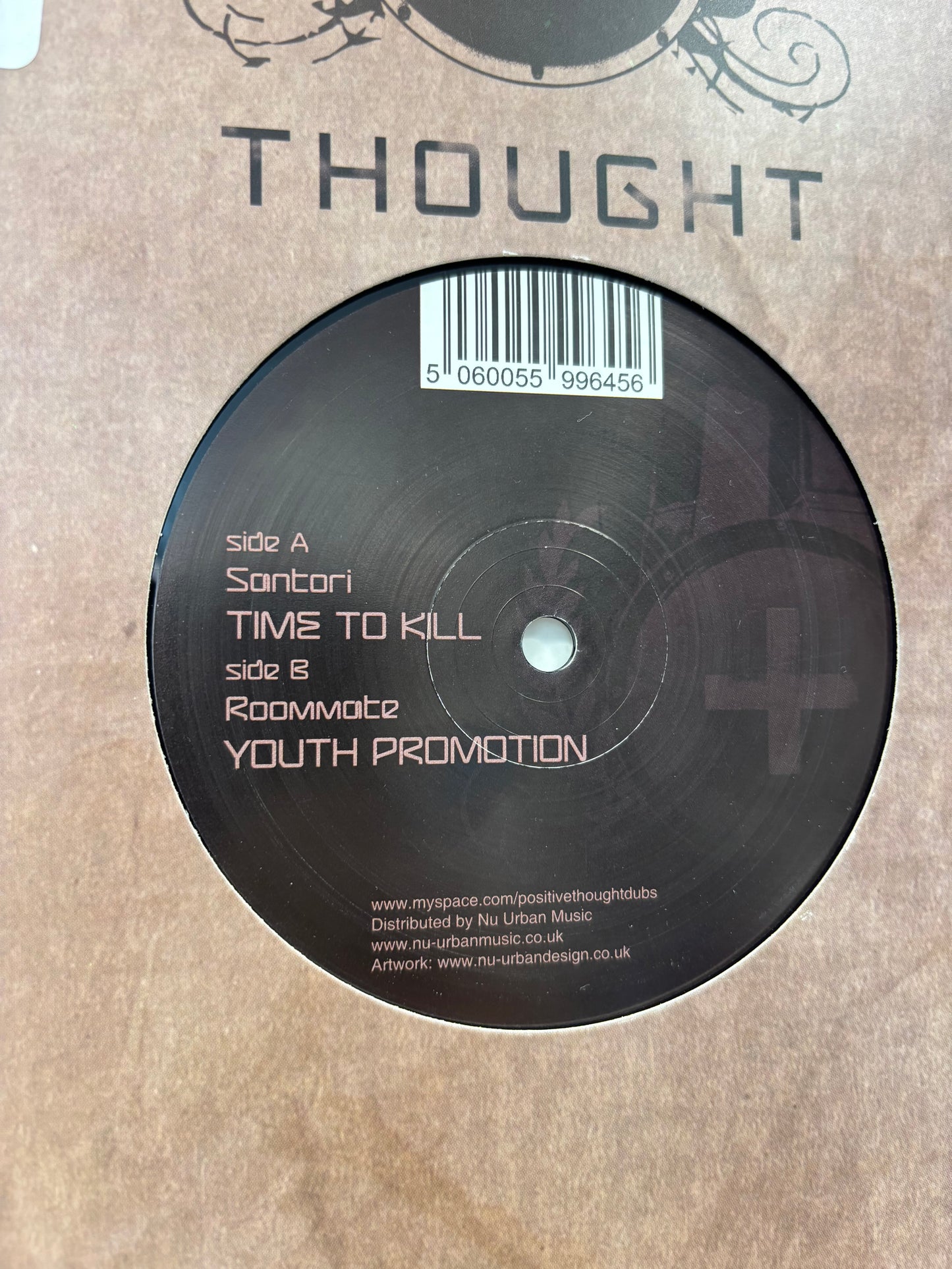 Santori/Roommate: Time To Kill/Youth Promotion, 12inch, split, Only pressing, Positive Thought, UK 2008