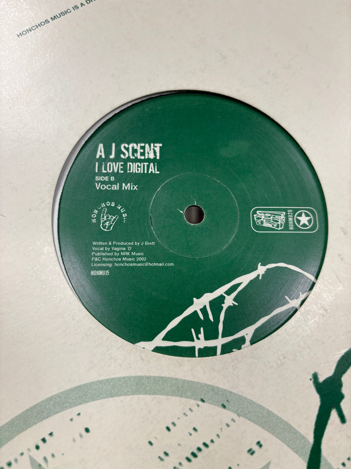 A J Scent: I Love Digital, 12inch, Limited Edition, Honchos Music, UK 2002