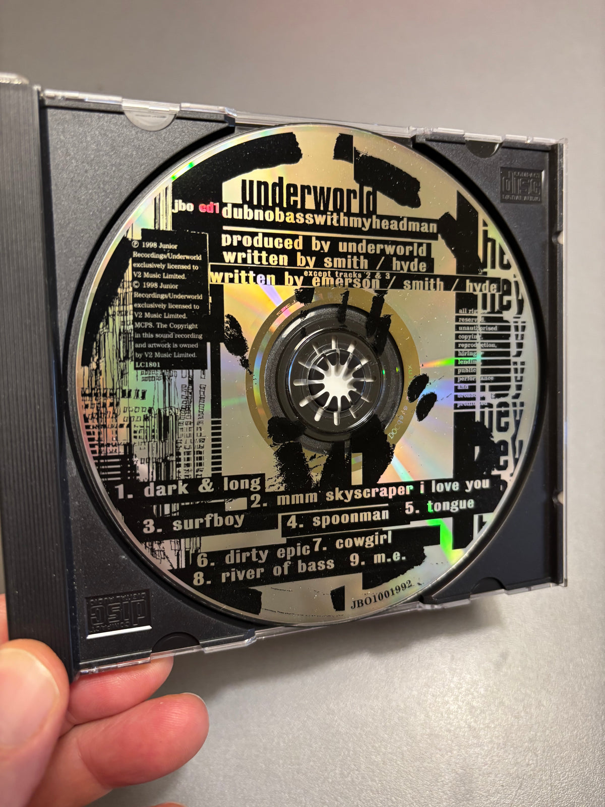 Underworld:Dubnobasswithmyheadman, CD, reissue, Junior Boy’s Own, UK & Europe 1998