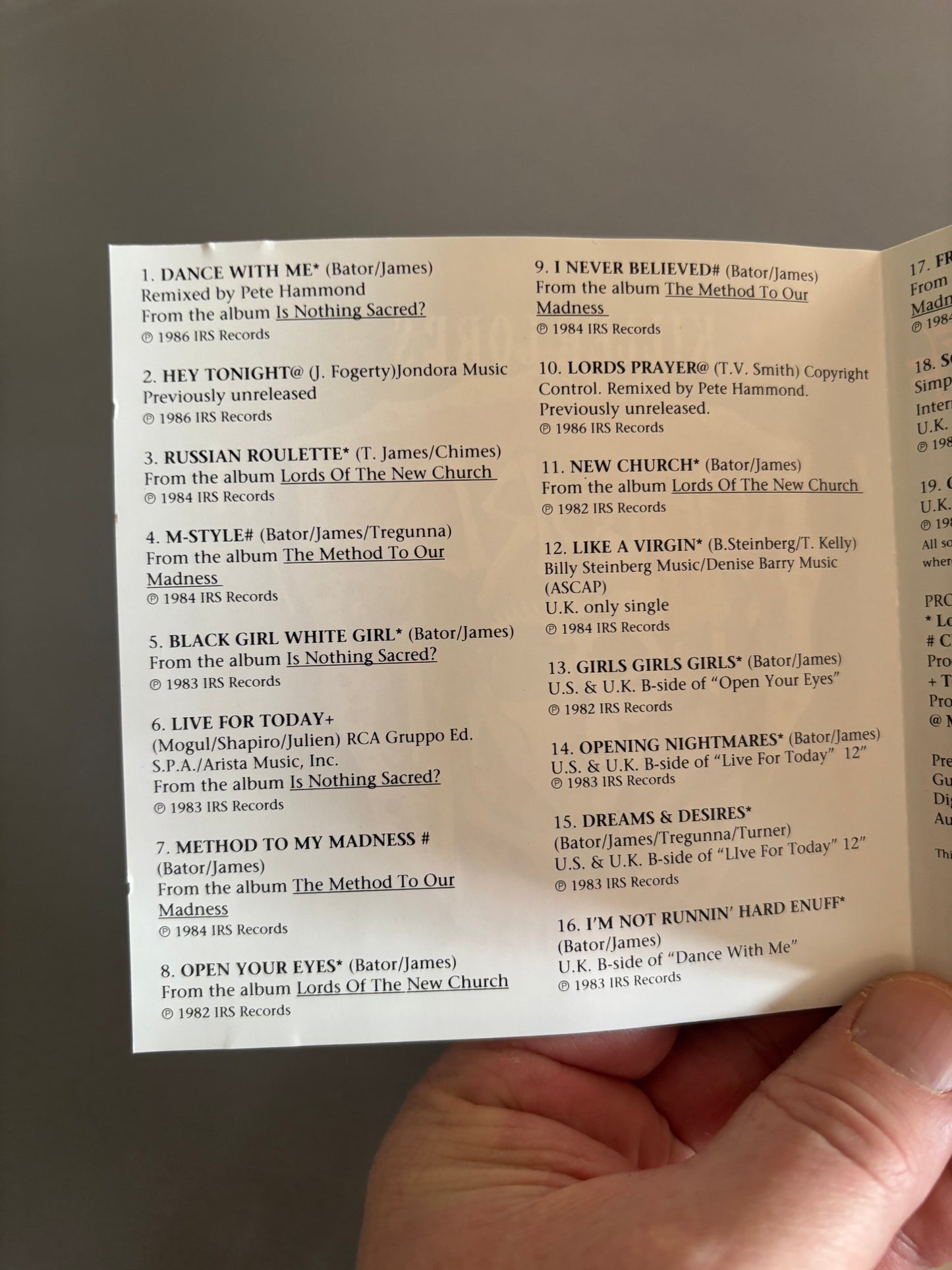 The Lords Of The New Church: Killer Lords, CD, compilation, remastered, reissue, I.R.S. Records, UK & Europe 1993