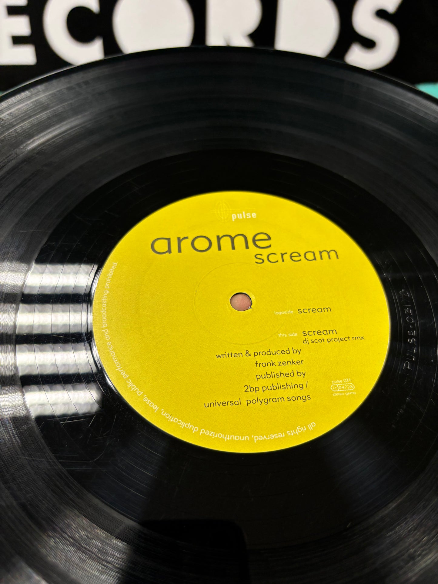 Arome: Scream, 12inch, Only official pressing, Pulse, Germany 2000