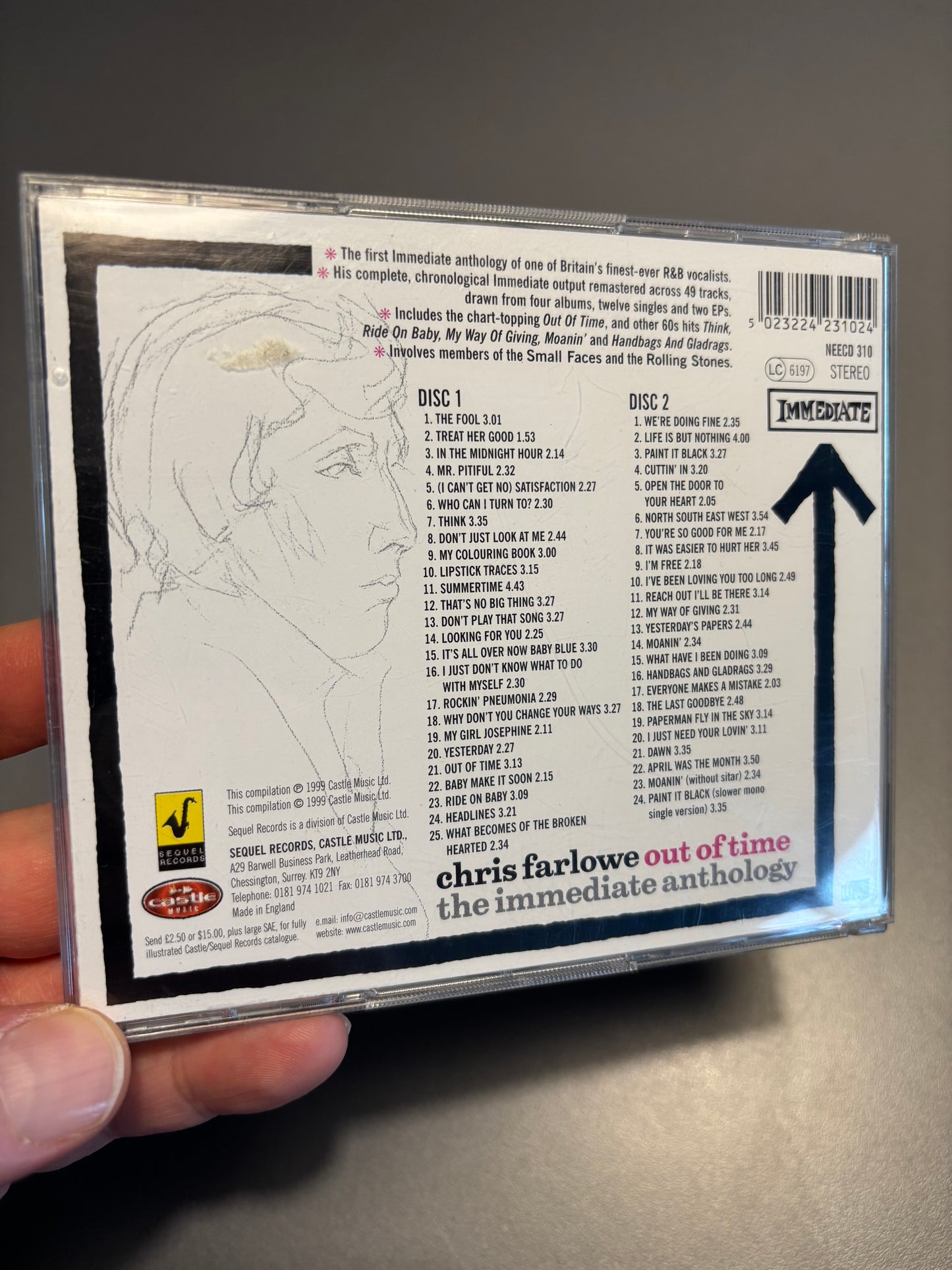 Chris Farlowe - Out Of Time - Immediate Anthology, 2CD, 1st pressing, Compilation, Immediate, Sequel Records, UK 1999