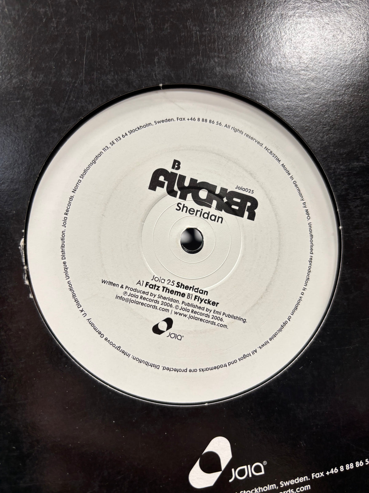 Sheridan: Fatz Theme/Flycker, 12inch, 1st pressing, Joia Records, Sweden 2006