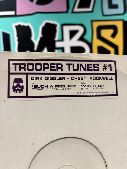 Dirk Diggler + Chest Rockwell: Trooper Tunes #1, 12inch, Only pressing, Promo, White label, Trooper Tunes, UK 2000