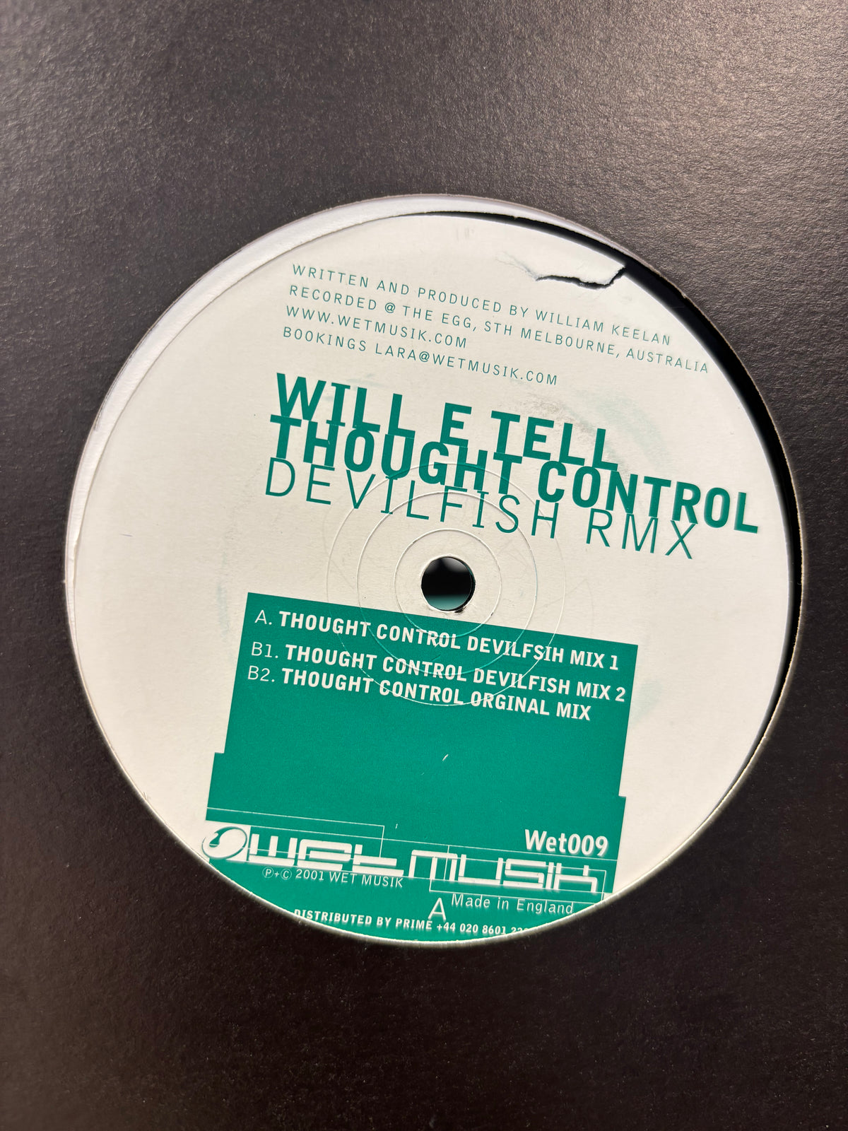 Will E Tell: Thought Control (Devilfish Remixes), 12inch, Only official pressing, Wetmusik, Australia 2001