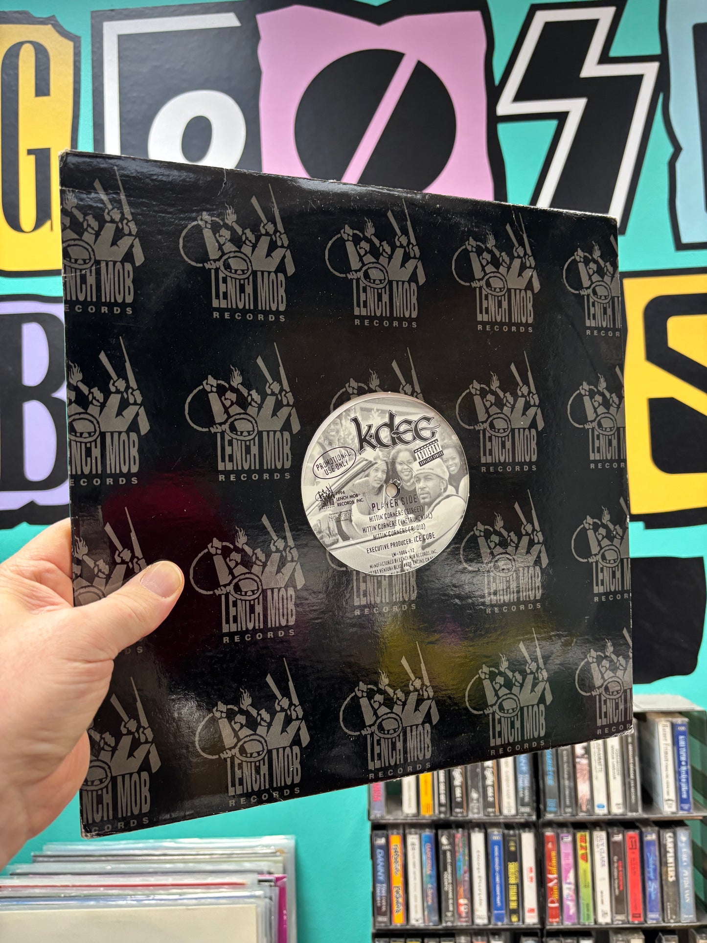 K-Dee: Hittin’ Corners/The Hand That Rocks The Cradle, 12inch, Promo, 1st pressing, Only vinyl pressing, Lench Mob Records, US 1994
