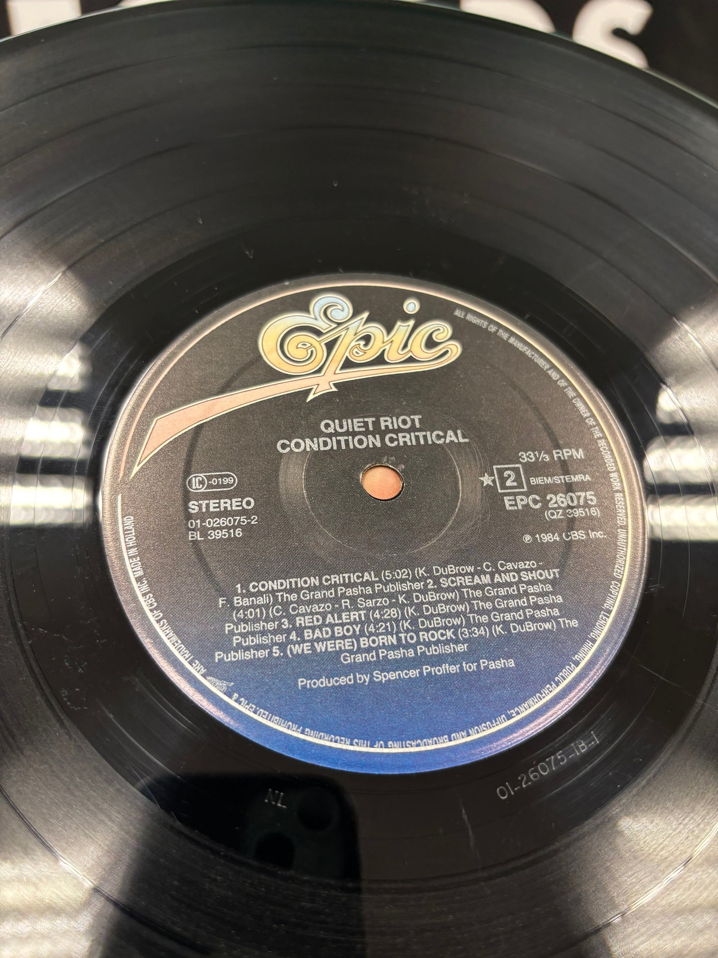 Quiet Riot: Condition Critical, LP, Epic, Pasha, Europe 1984