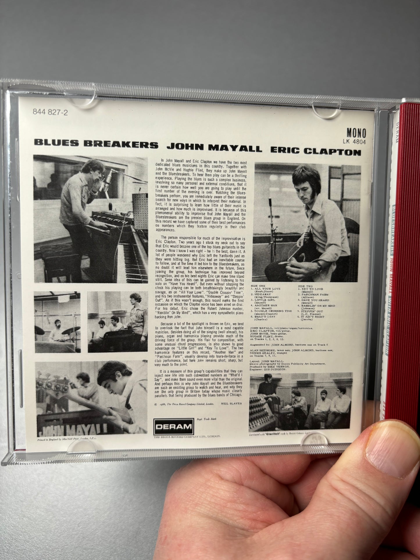 John Mayall With Eric Clapton: Blues Breakers, CD, reissue, remastered, Deram, EDC Germany pressing, Mid/late 2000’s reissue