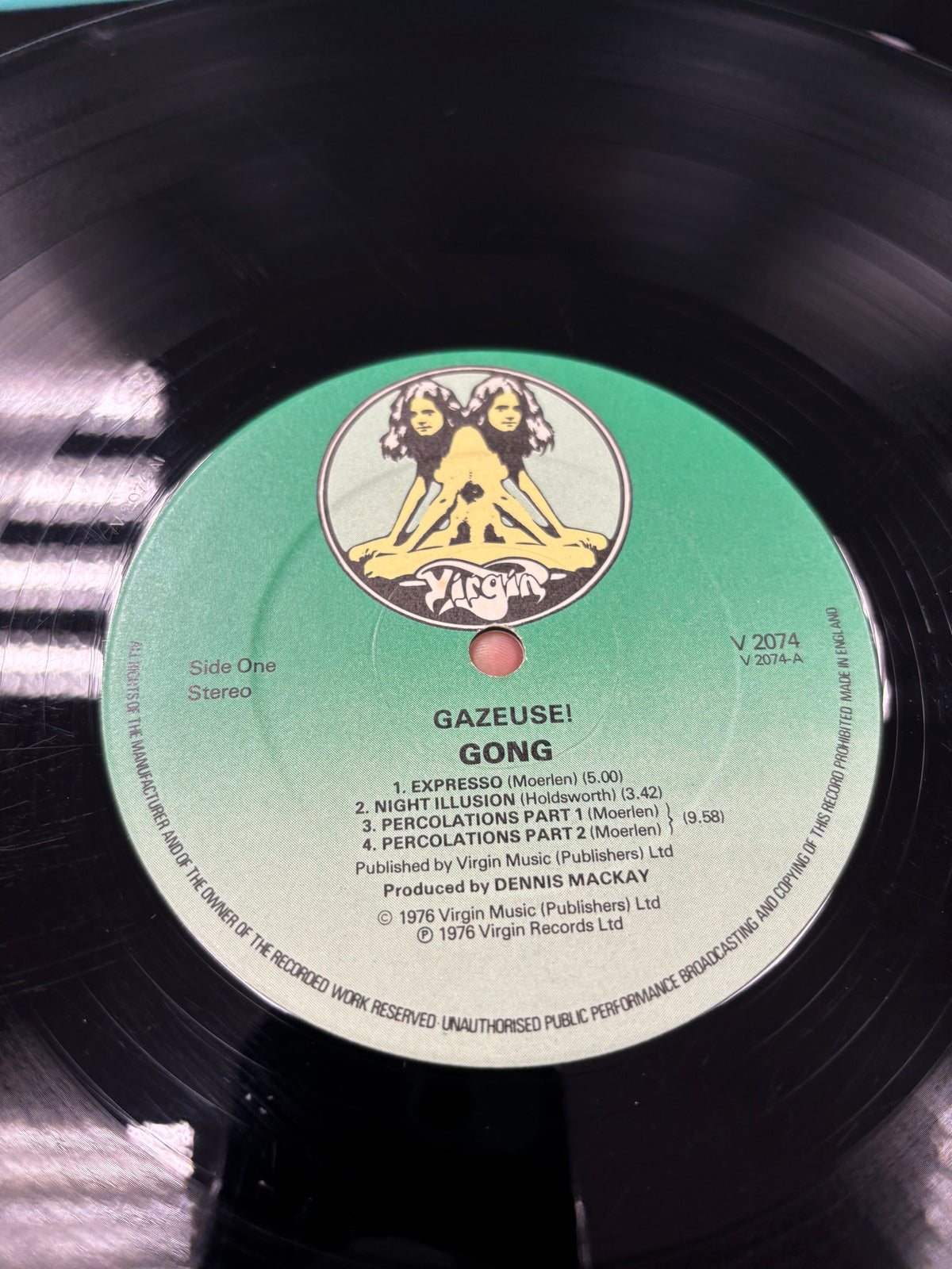 Gong: Gazeuse!, LP, Green Labels With Two-Virgins Logo, Virgin, UK 1976