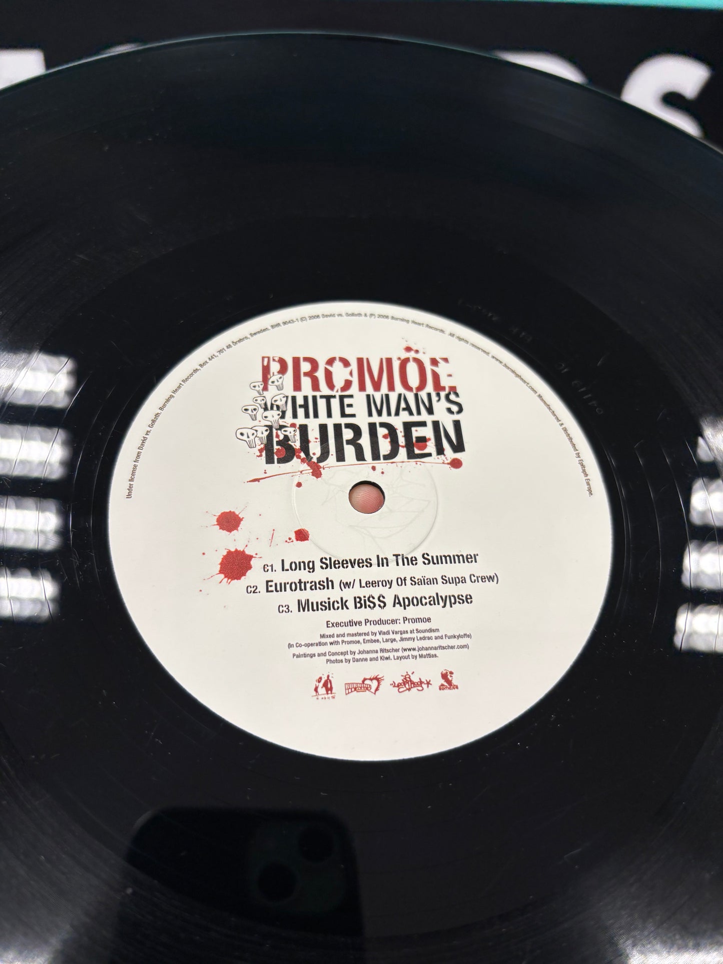 Promoe: White Man’s Burden, 2LP, 1st pressing, Only official vinyl pressing, gatefold, Burning Heart Records, David Vs. Goliath, Sweden 2006