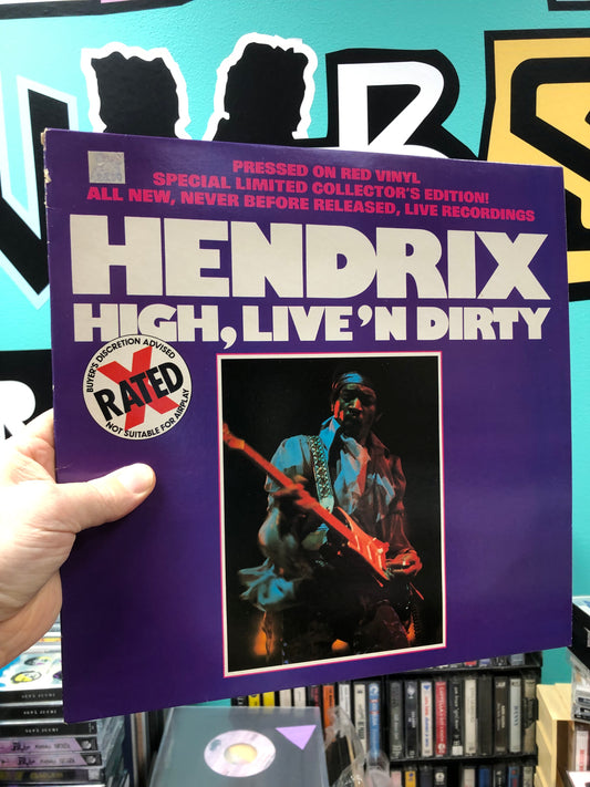 Jimi Hendrix: High, Live’n Dirty, Red vinyl, UK 1982