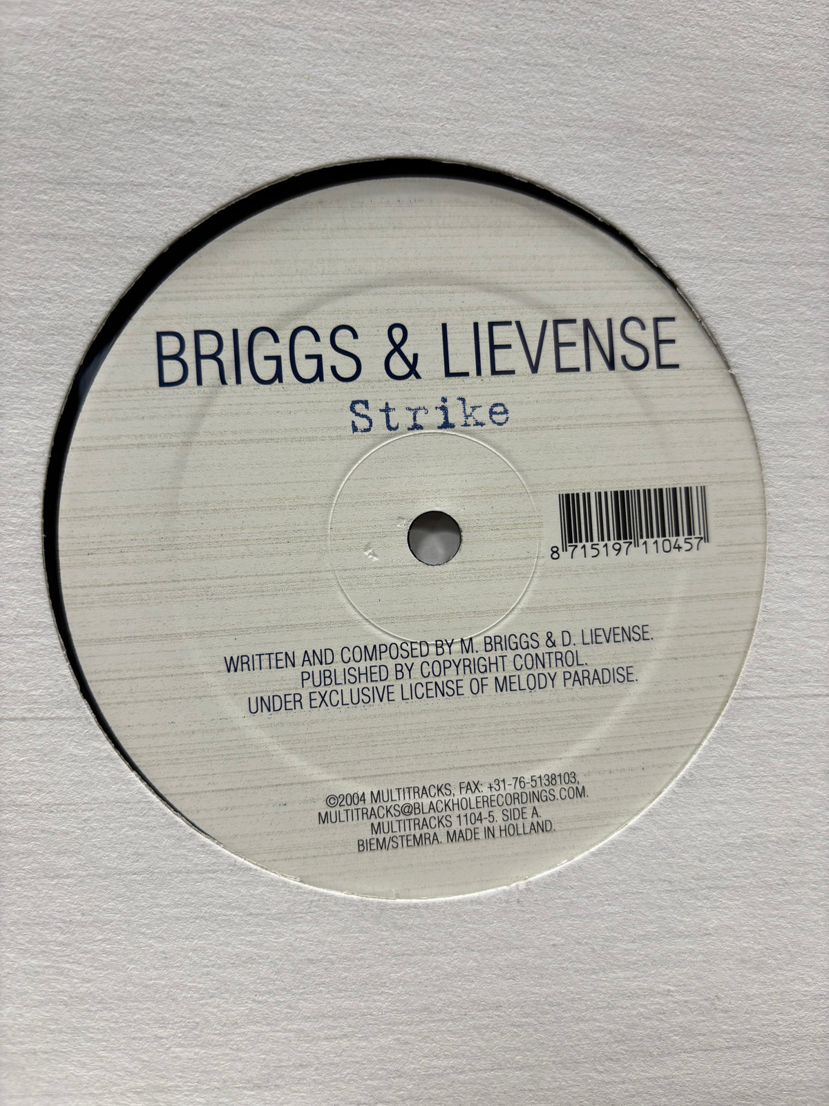 Briggs & Lievense: Strike/New Style, 12inch, Only official pressing, Multitracks Records, Netherlands 2004