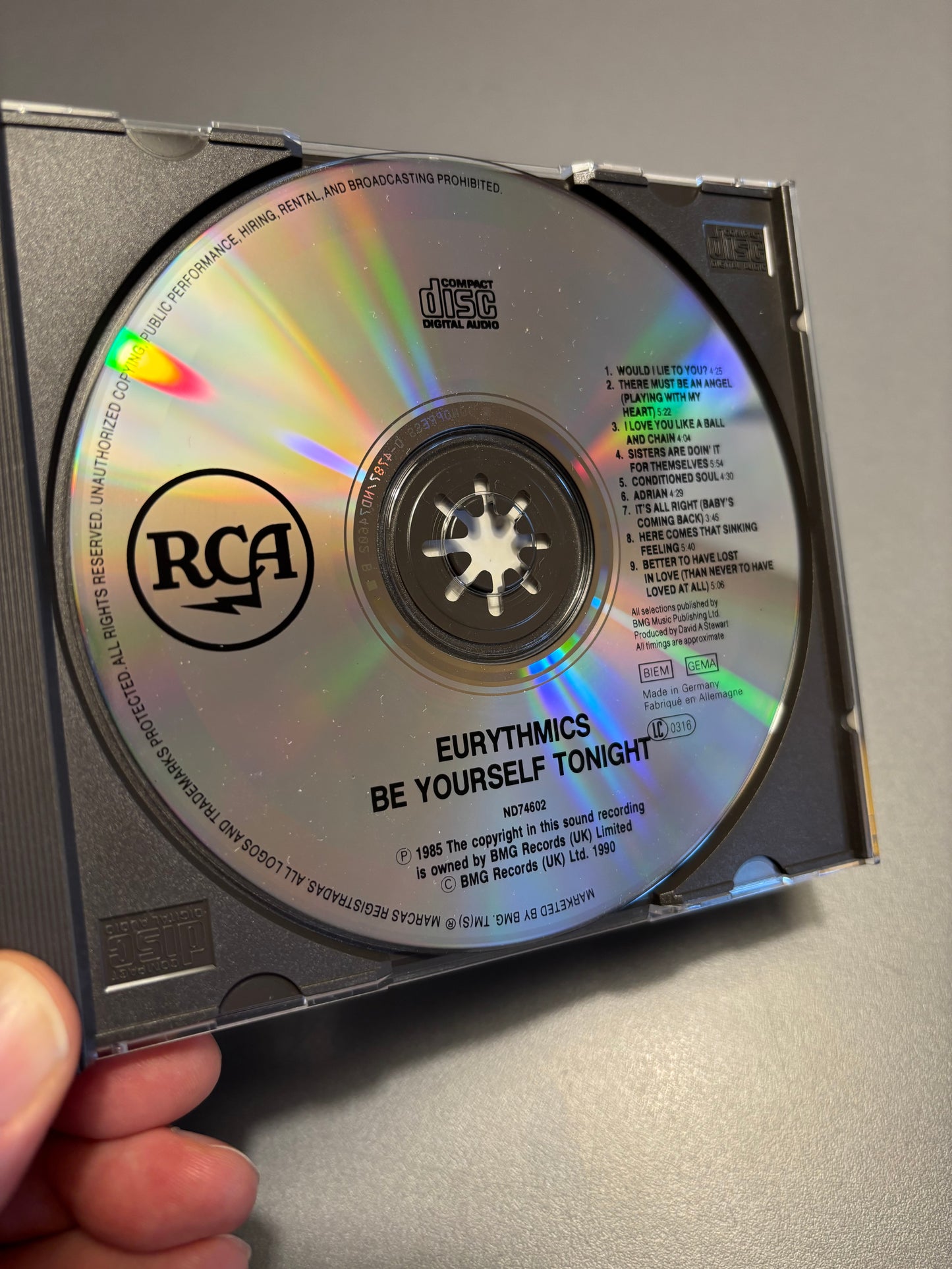 Eurythmics: Be Yourself Tonight, CD, reissue, RCA, BMG, Europe 1990