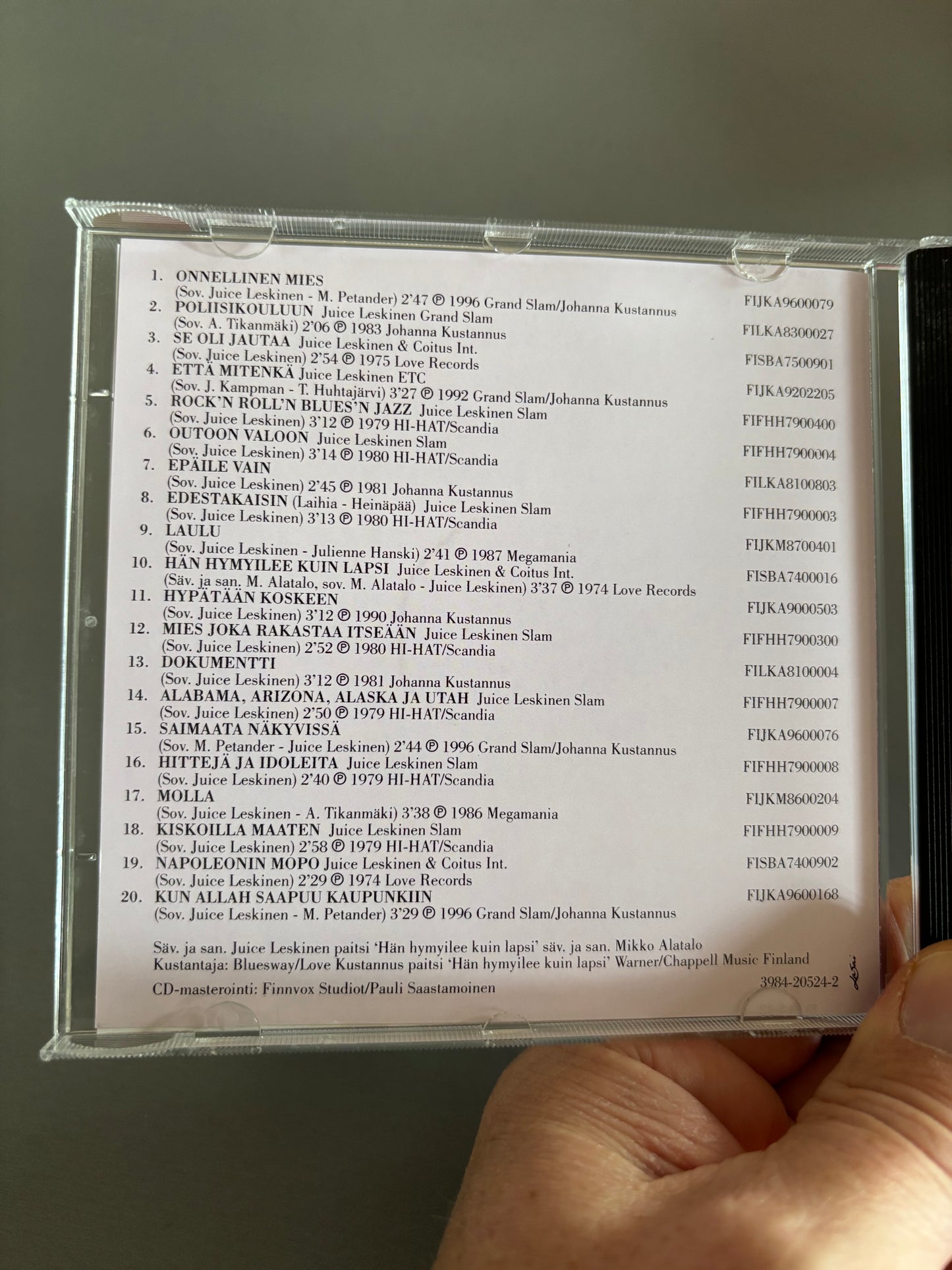 Juice Leskinen: Onnellinen Mies, 20 Suosikkia, CD, Only CD pressing, Compilation, Fazer Records, Finland 1997