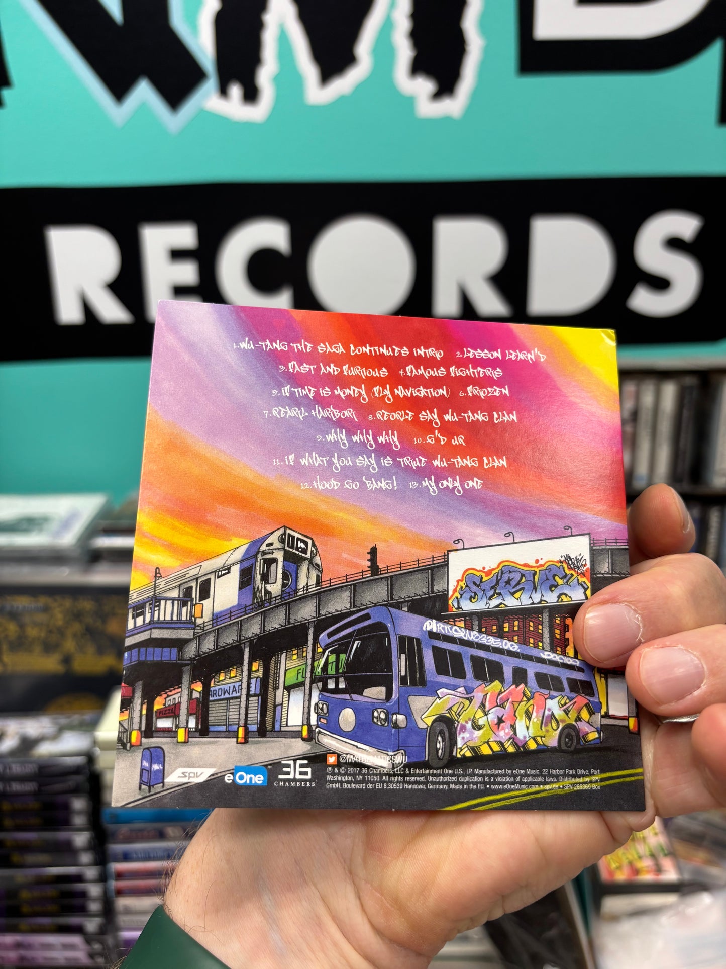 Wu-Tang: The Saga Continues, Box Set, CD, CD instrumentals, 2LP gatefold purple vinyl, cartoon, t-shirt, rolling paper, Limited Edition, 36 Chambers, eOne, SPV, UK & Europe 2017