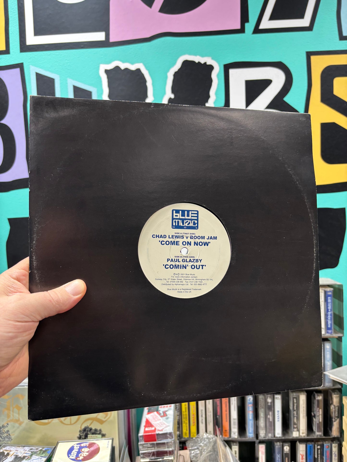 Chad Lewis v Boom Jam/Paul Glazby: Come On Now/Comin’ Out, 12inch, Only official pressing, Blue Muzic Records, UK 2001