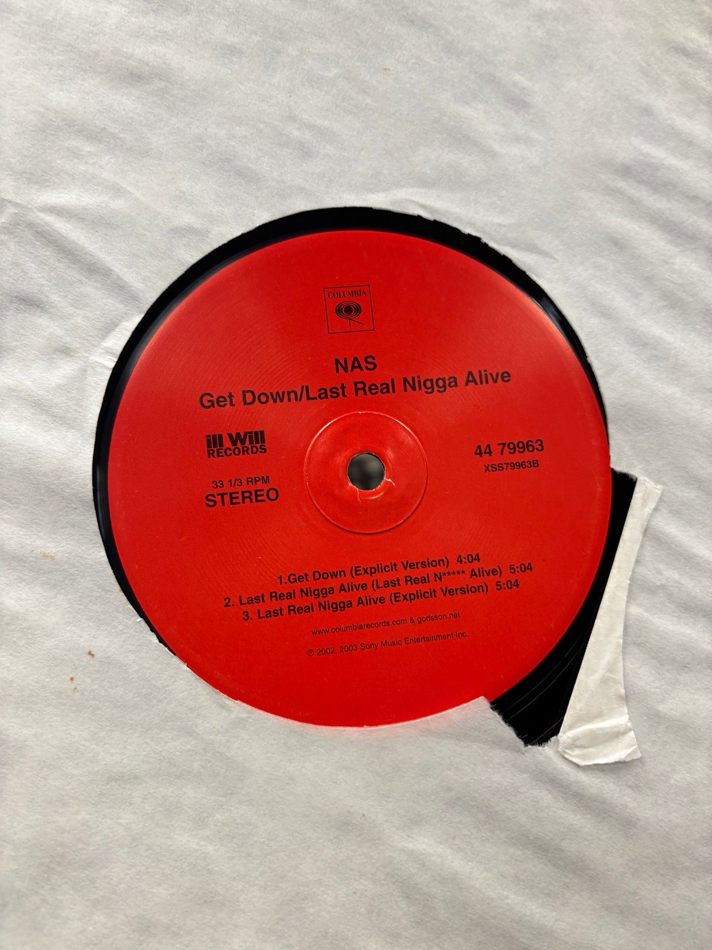 Nas: Get Down/Last Real Nigga Alive, 12inch, 1st pressing, Columbia, US 2003