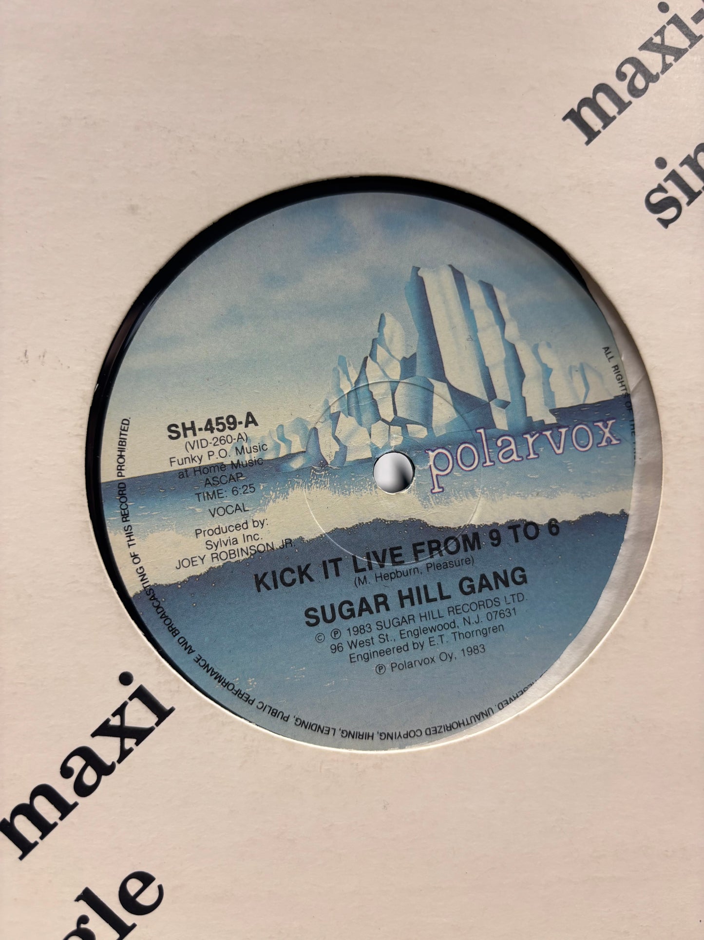Sugarhill Gang: Kick It Live From 9 To 5, 12inch, Misprint, Polarvox, Finland 1983