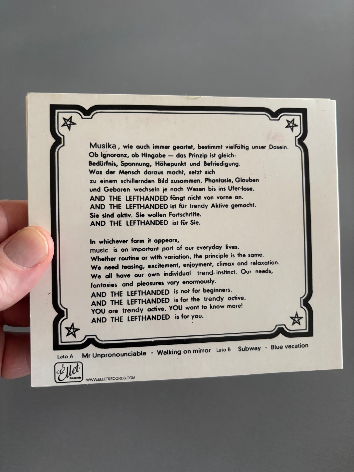 And The Lefthanded: And The Lefthanded, CD maxi-Single, EP, 1st pressing, Only CD pressing, Éllet Records, Norway 2002