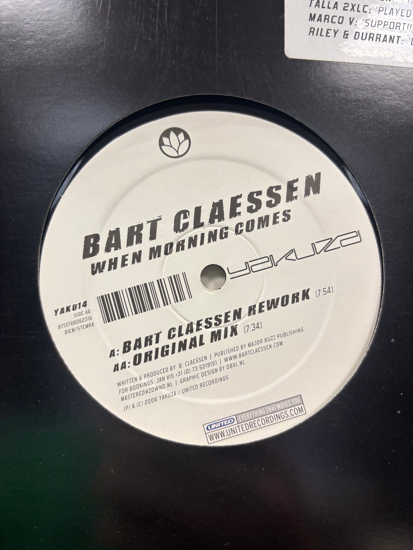 Bart Claessen: When Morning Comes, 12inch, Only official pressing, Yakuza, Netherlands 2006