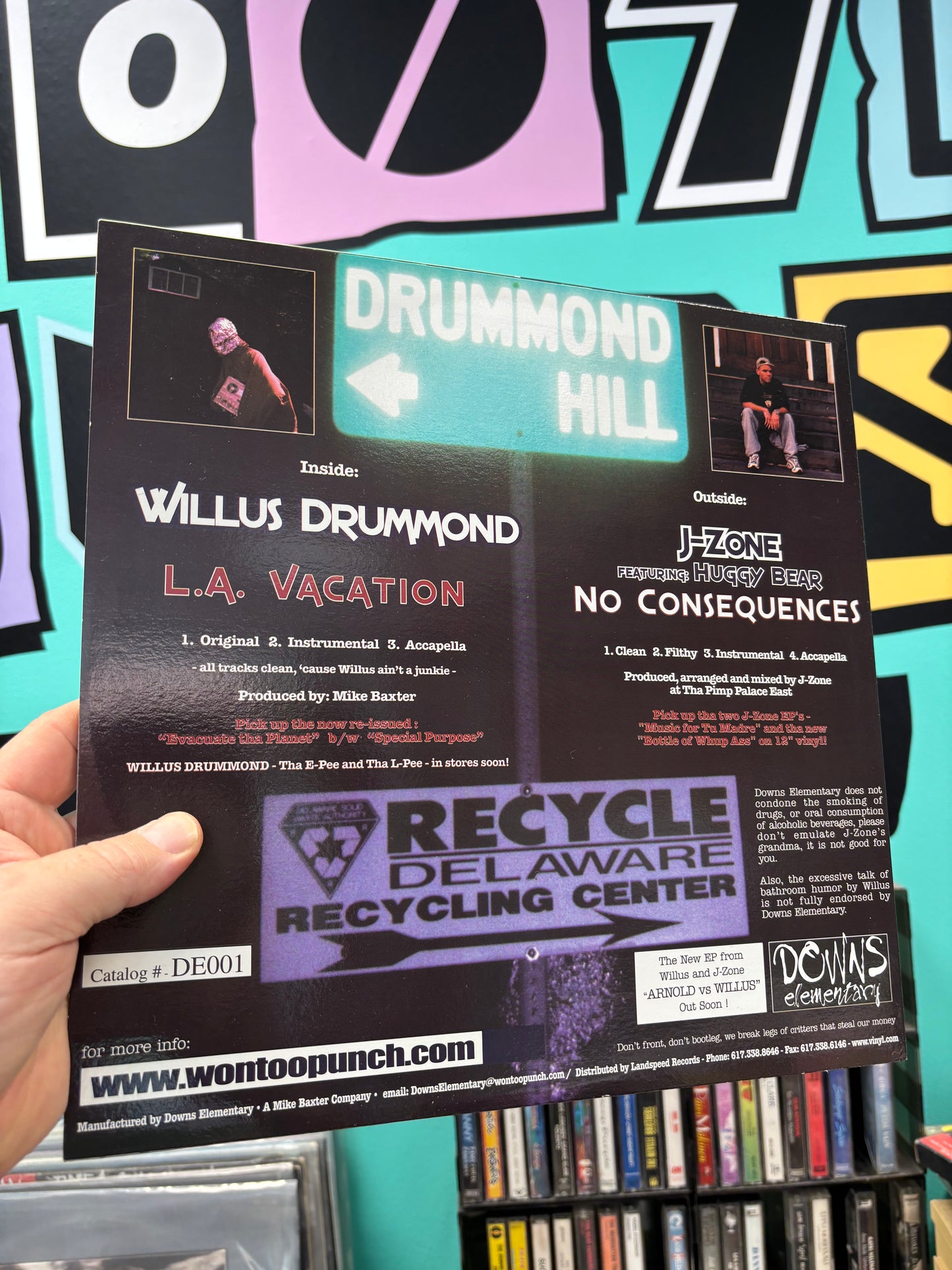 Willus Drummond VS J-Zone: L.A. Vacation/No Consequences, 12inch, Only official pressing, Downs Elementary, US 2000
