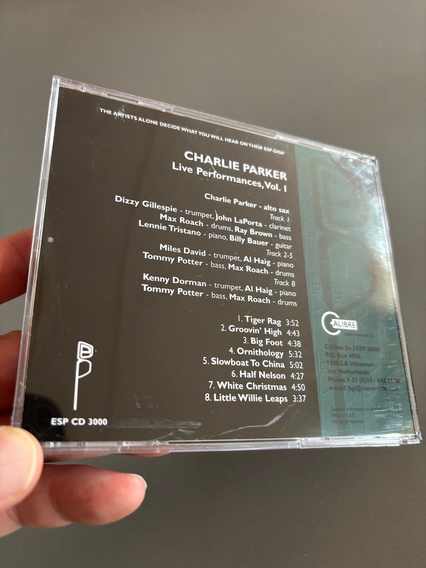 Charlie Parker: The Comprehensive Charlie Parker: Live Performances Volume I, CD, reissue, remastered, compilation, ESP-DISK’, Calibre, Europe 1999
