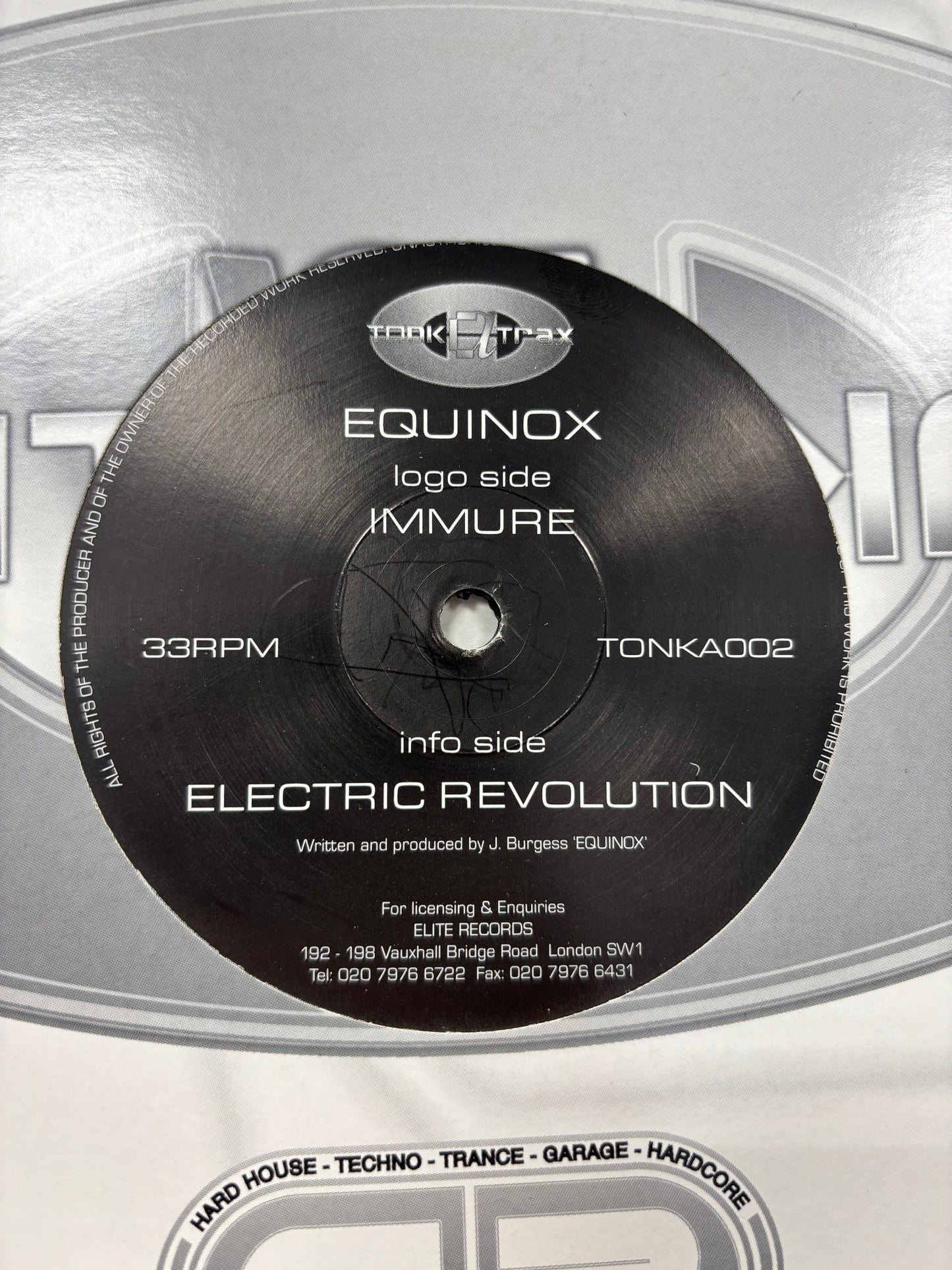 Equinox: Immure/Electric Revolution, 12inch, Only pressing, Tonka Trax, UK 2001