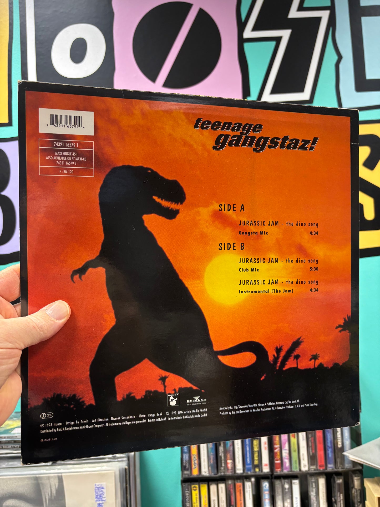 Teenage Gangtaz!: Jurassic Jam - The Dino Song, 12inch, Only vinyl pressing, Hansa, Netherlands 1993