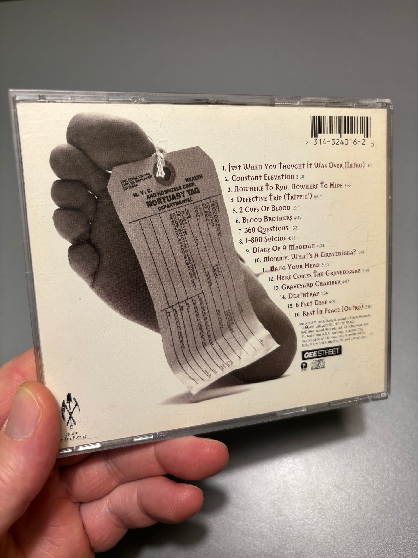 Gravediggaz: 6 Feet Deep, CD, OG pressing, Gee Street, US 1994