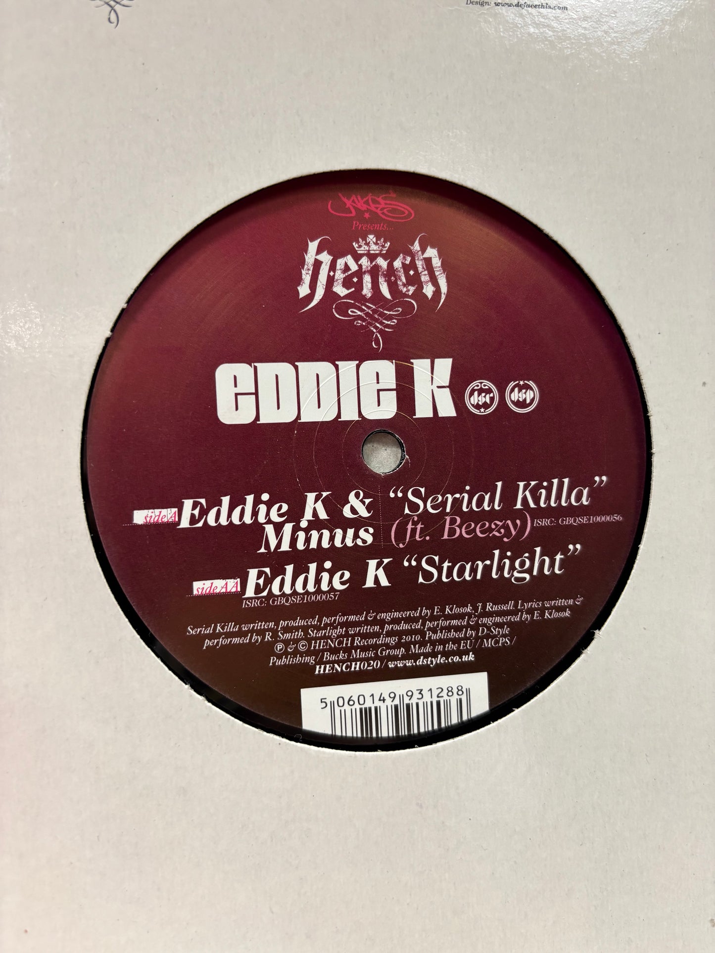 Eddie K: Serial Killa/Starlight, 12inch, Only pressing, H.E.N.C.H. Recordings, UK 2010