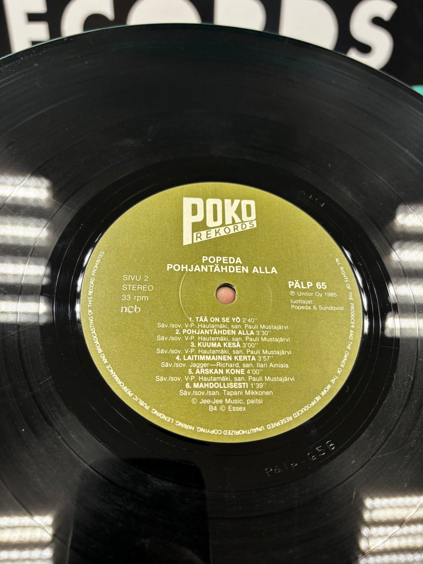 Popeda: Pohjantähden Alla, LP, 1st pressing, Only vinyl pressing, Poko Rekords, Finland 1985