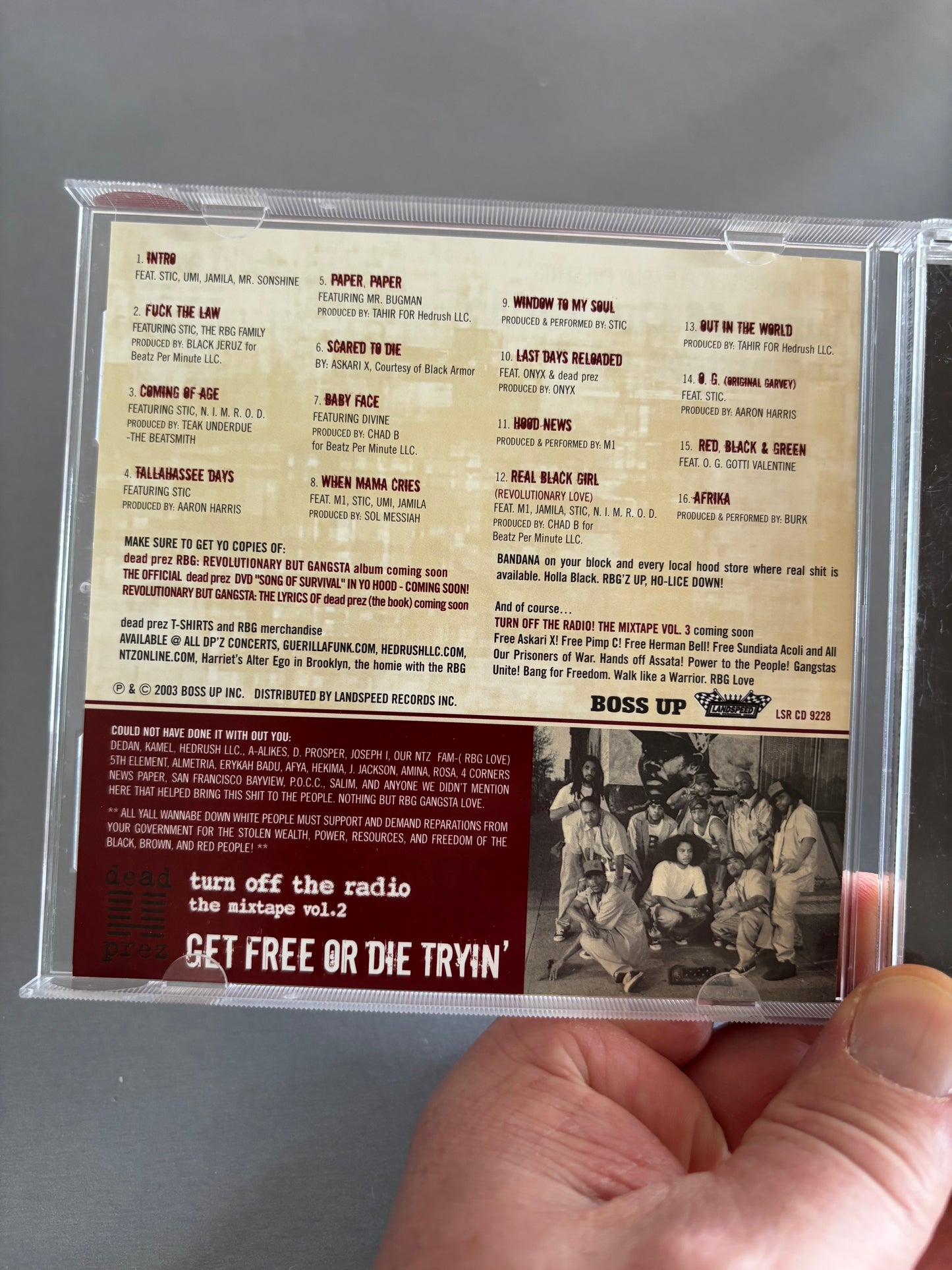Dead Prez: Turn Off The Radio: The Mixtape Vol. 2 - Get Free Or Die Tryin’, CD, 1st pressing, Only official CD pressing, Landspeed Records, US 2003