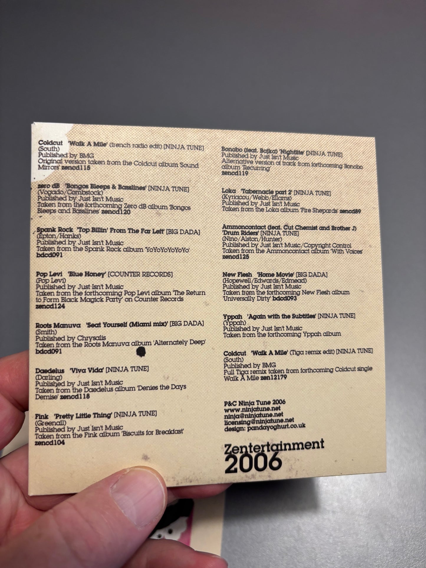 Zentertainment 2006, CD, Only pressing, Ninja Tune, UK 2006