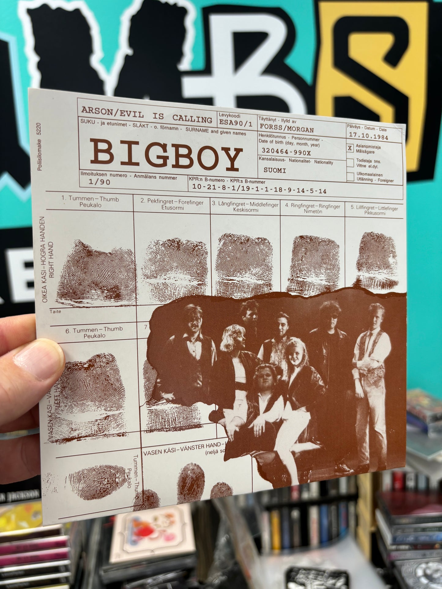 Bigboy: Arson, 7inch, Self-released, Only pressing, Finland 1990