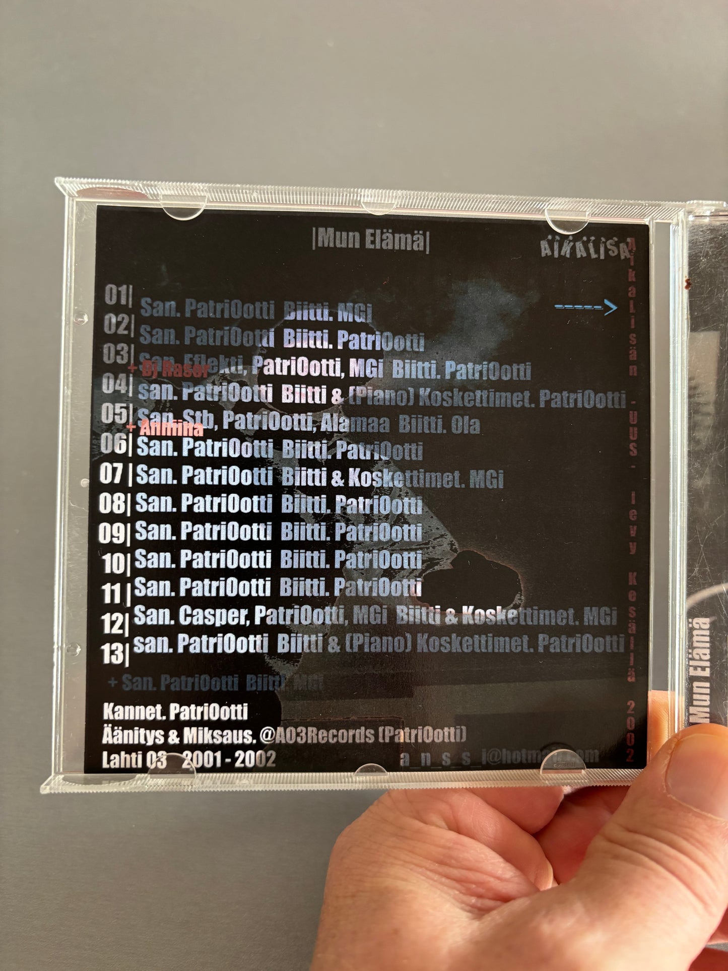 PatriOotti: Mun Elämä, CDr, Only pressing, Area04 Fam Recordings, Finland 2002