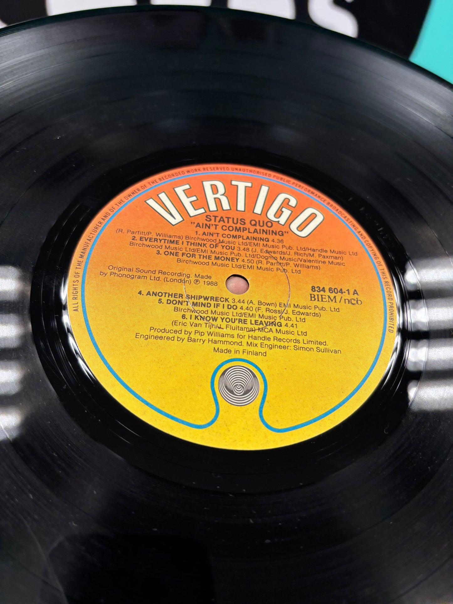 Status Quo: Ain’t Complaining, LP, Vertigo, Finland 1988