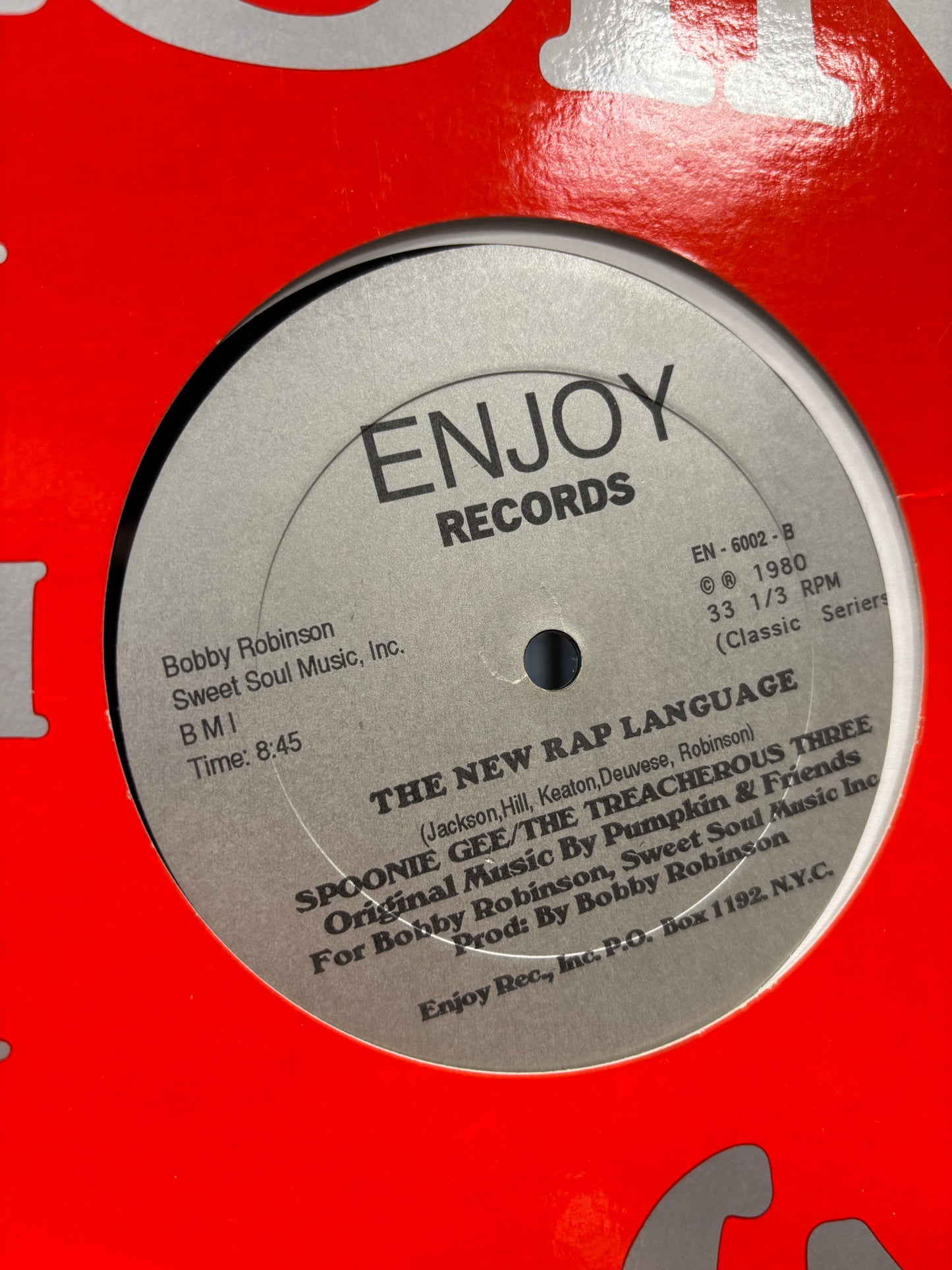 Spoonie Gee/The Treacherous Three: Love Rap/The New Rap Language, 12inch, reissue, Classic Series, Enjoy Records, US year?