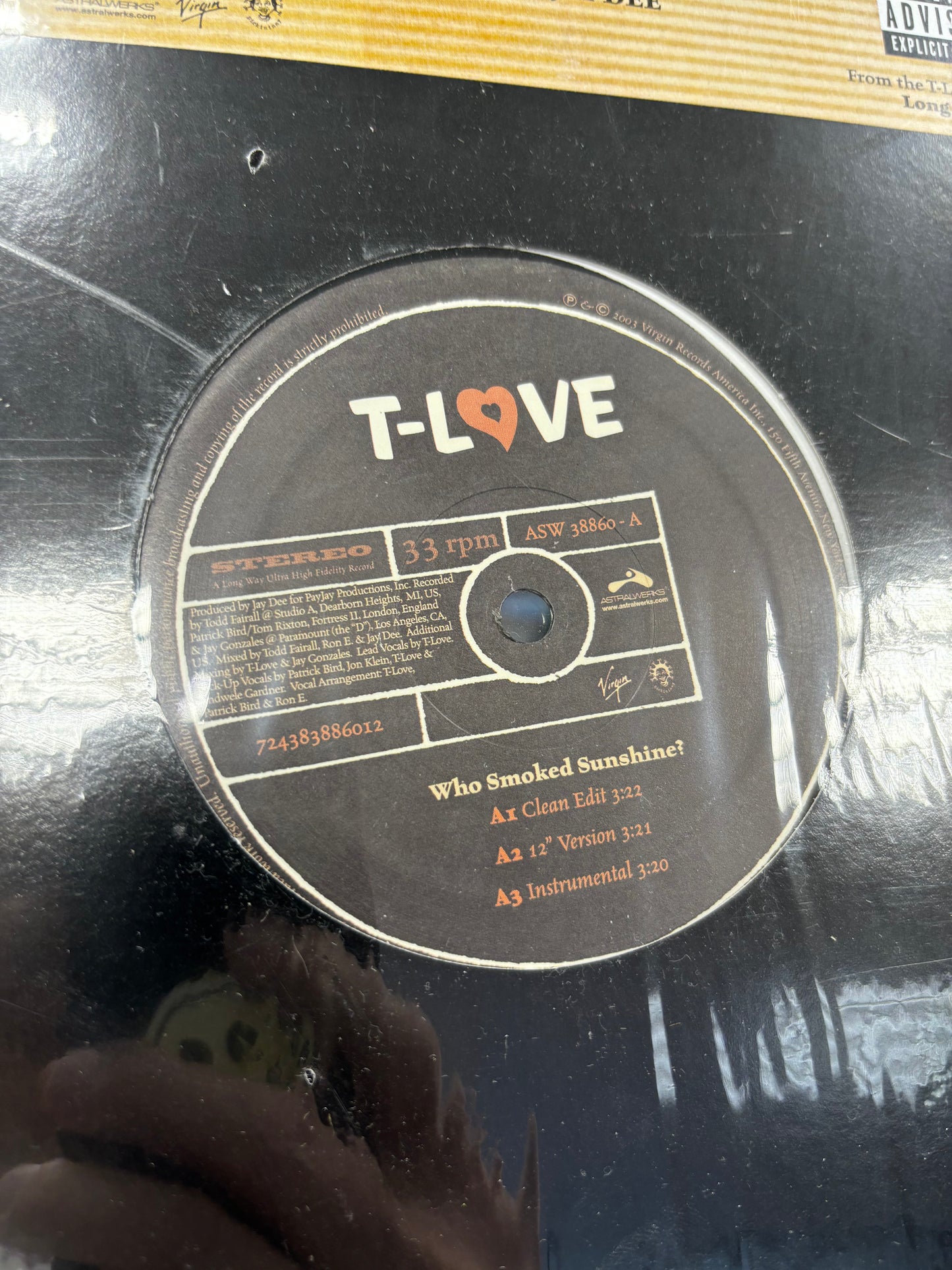 T-Love: Who Smoked Sunshine?/Chiquita, 12inch, Only pressing, Astralwerks, US 2003